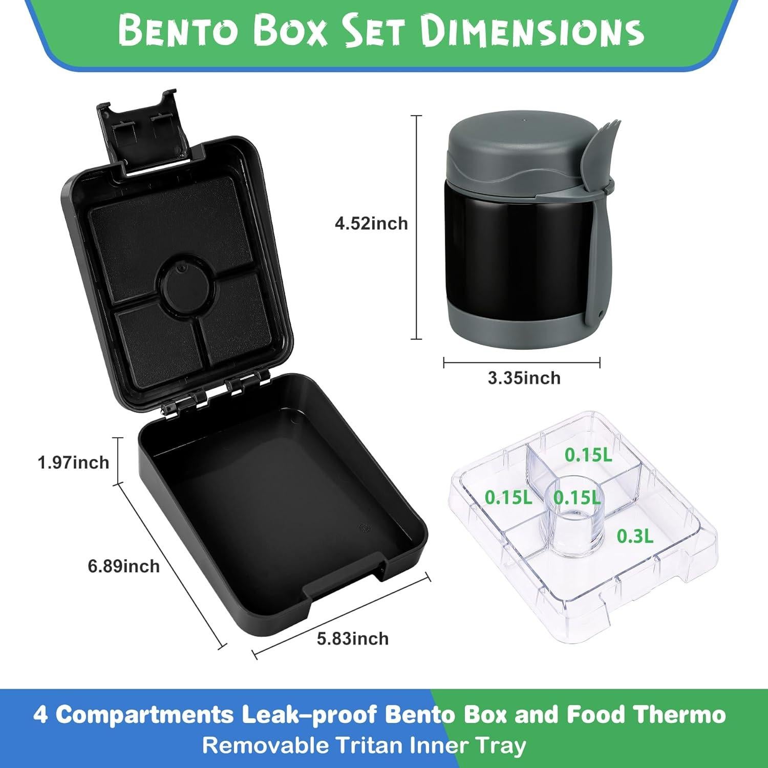 Caja de Almuerzo Bento Pawtong con Termo 284ml a Prueba de Fugas