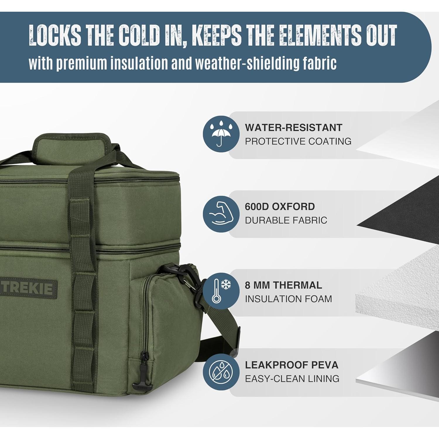 Bolsa de Almuerzo Aislada TREKIE Scout 20L Verde con Hielo