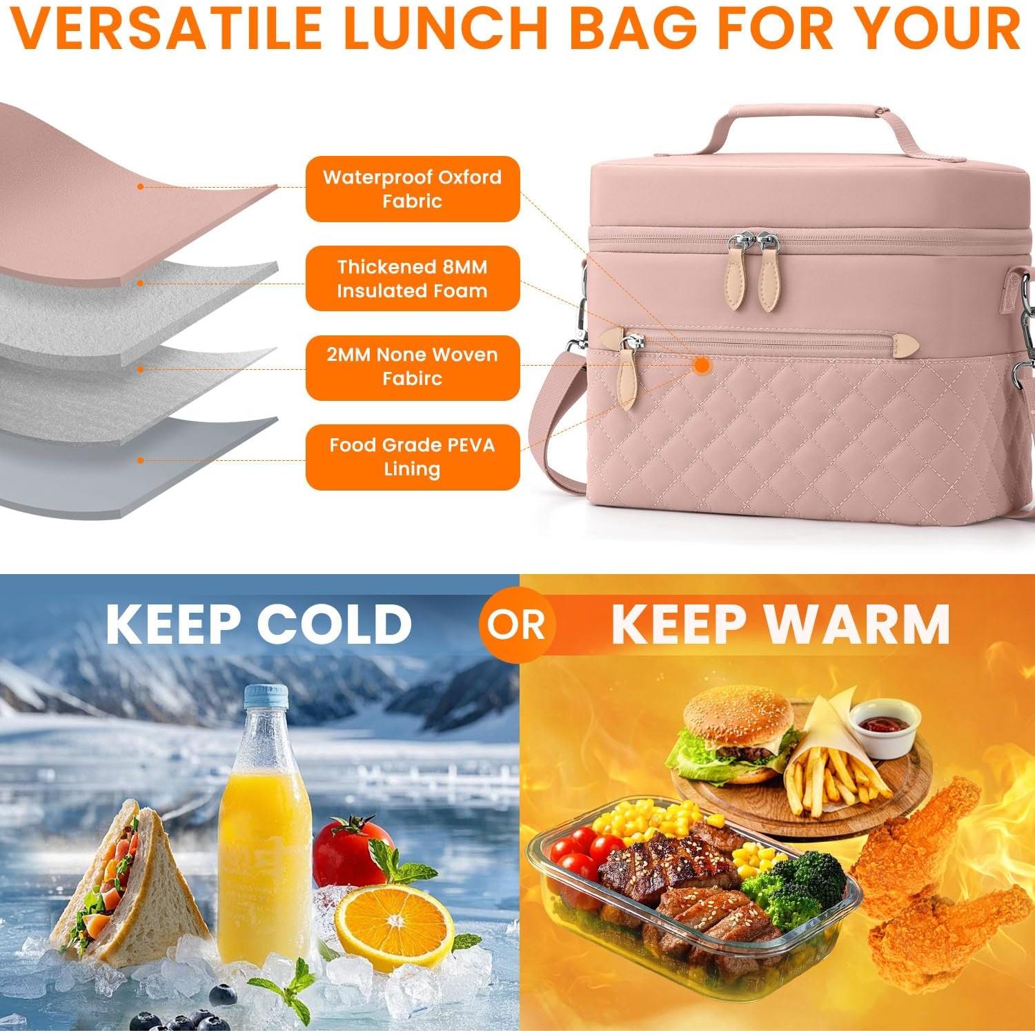 Bolsa de Almuerzo Aislada Tenot Rosa 8.5L Reutilizable