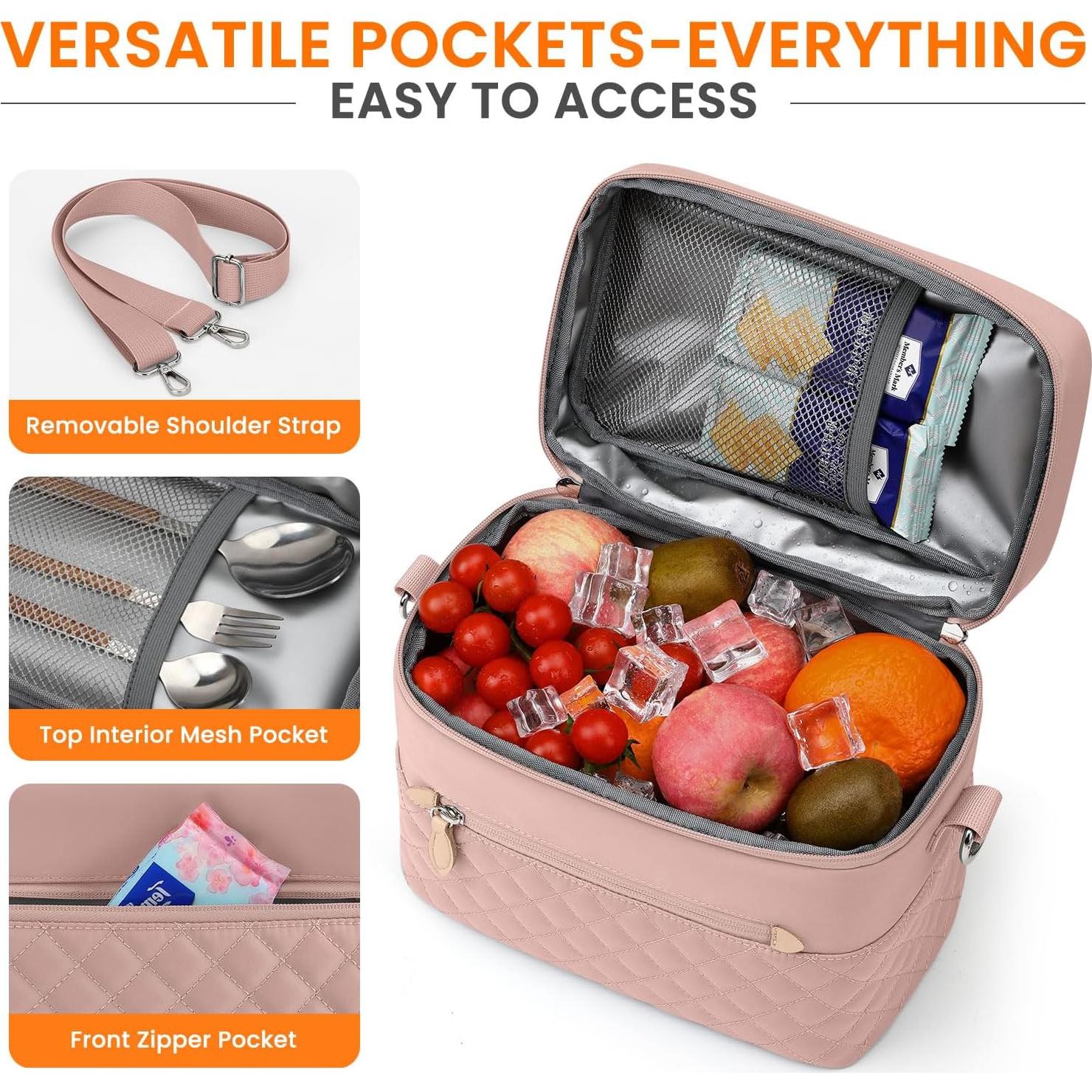 Bolsa de Almuerzo Aislada Tenot Rosa 8.5L Reutilizable