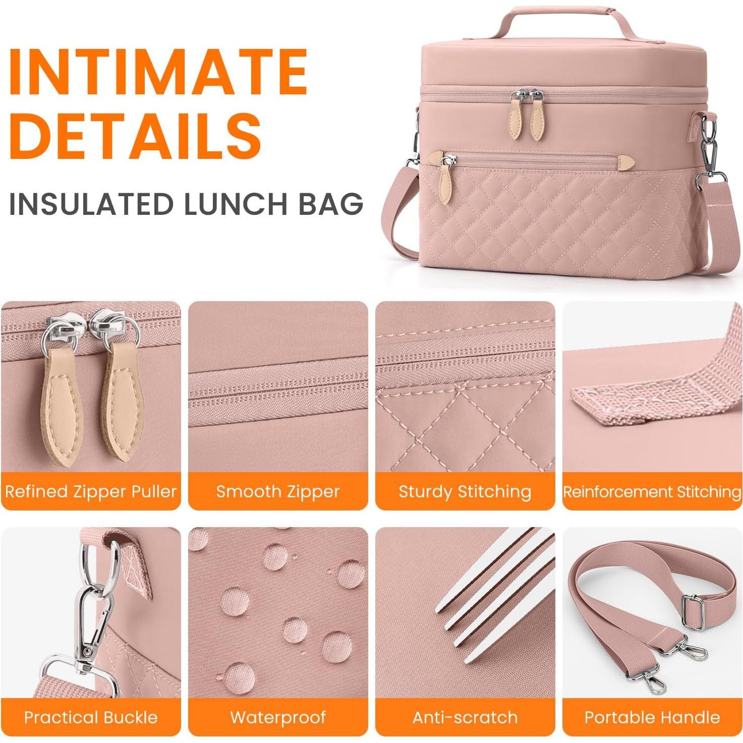 Bolsa de Almuerzo Aislada Tenot Rosa 8.5L Reutilizable