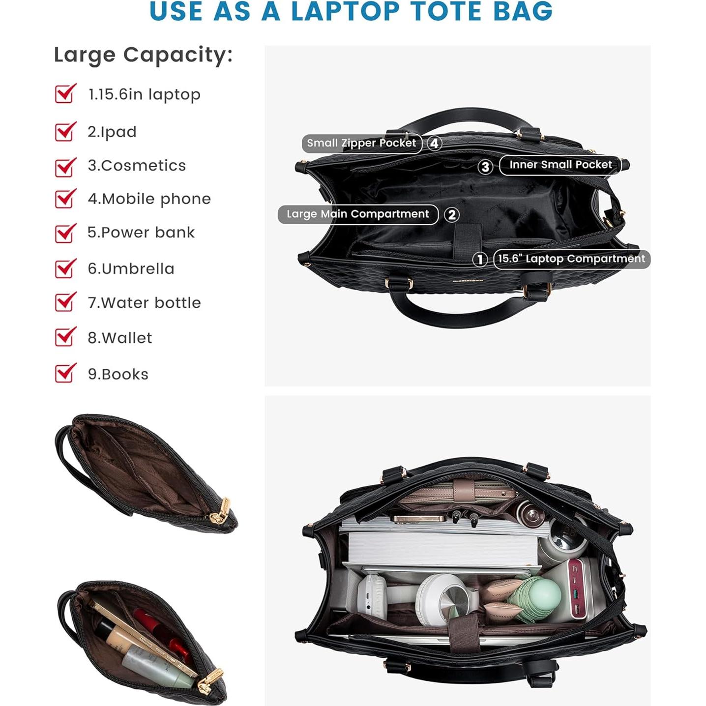 Bolsa Térmica para Almuerzo LOVEVOOK 15.6" Negra con Cartera