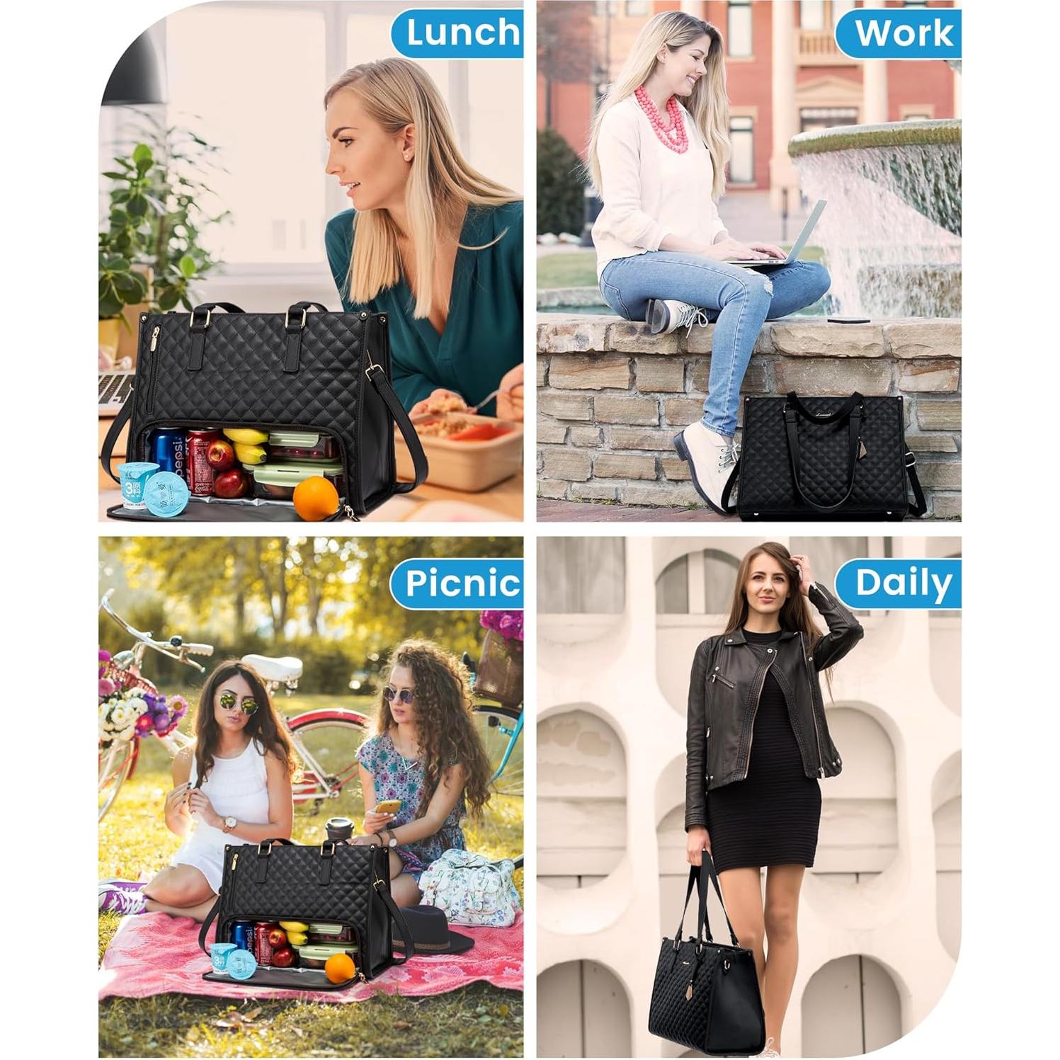 Bolsa Térmica para Almuerzo LOVEVOOK 15.6" Negra con Cartera