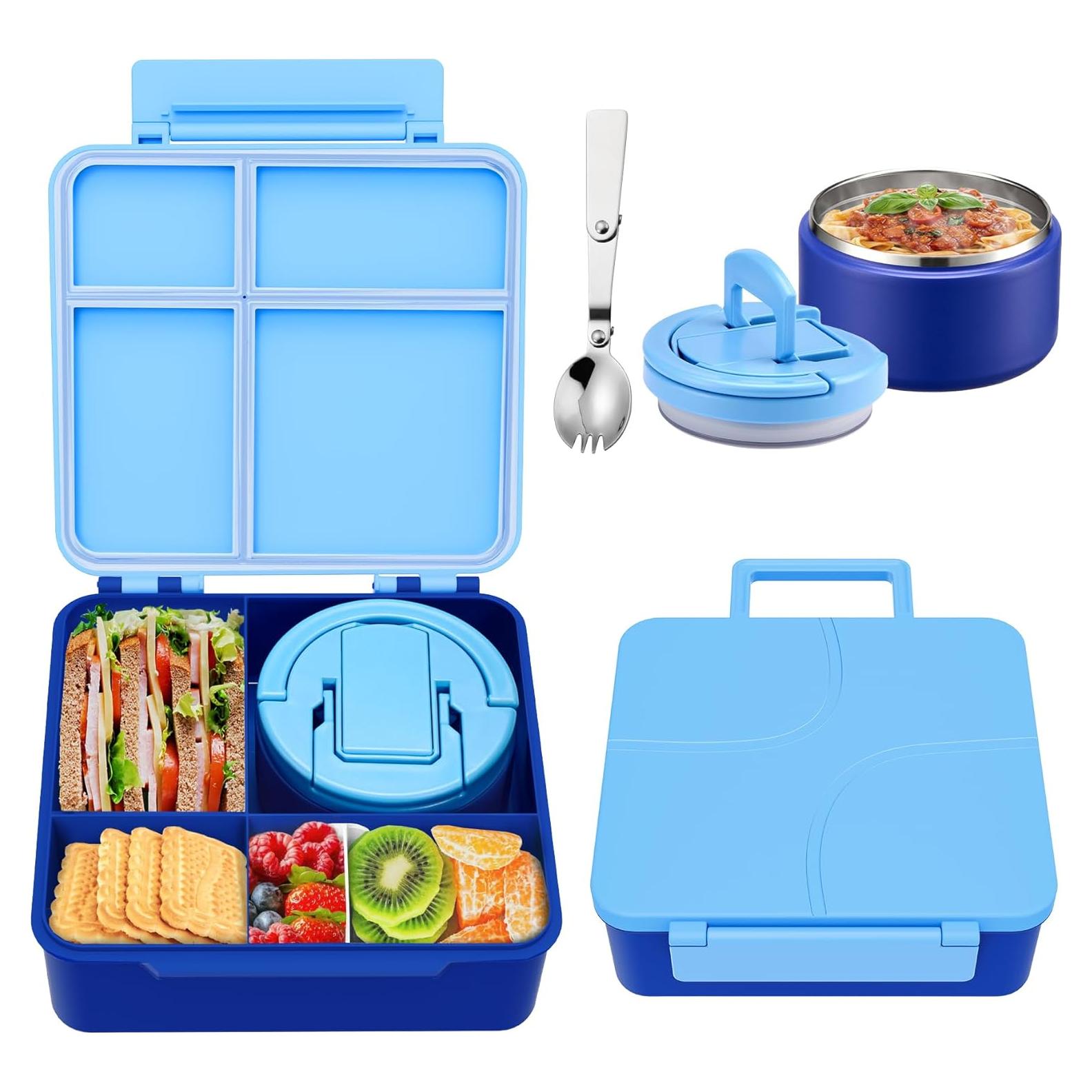 Caja de Almuerzo Bento Howeemo Azul con Termo 236ml 4 Compartimentos