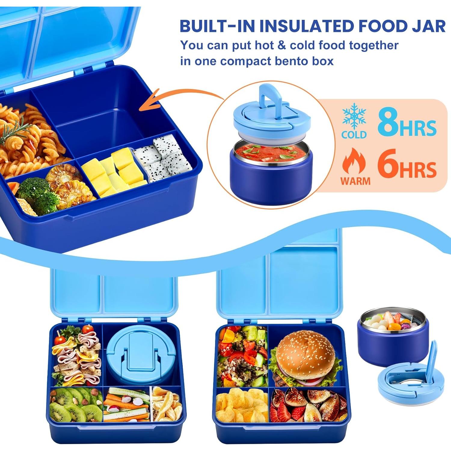 Caja de Almuerzo Bento Howeemo Azul con Termo 236ml 4 Compartimentos