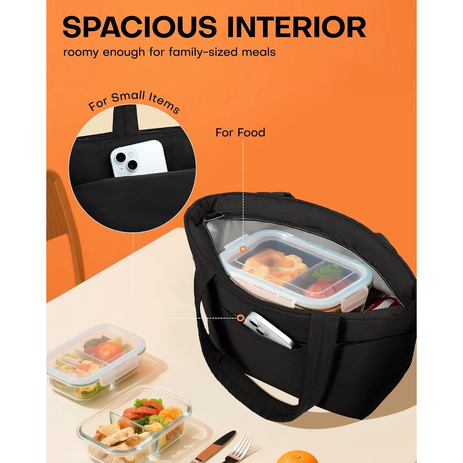 Bolsa Térmica Aislada HOTOR para Almuerzo - Negra 8.5L