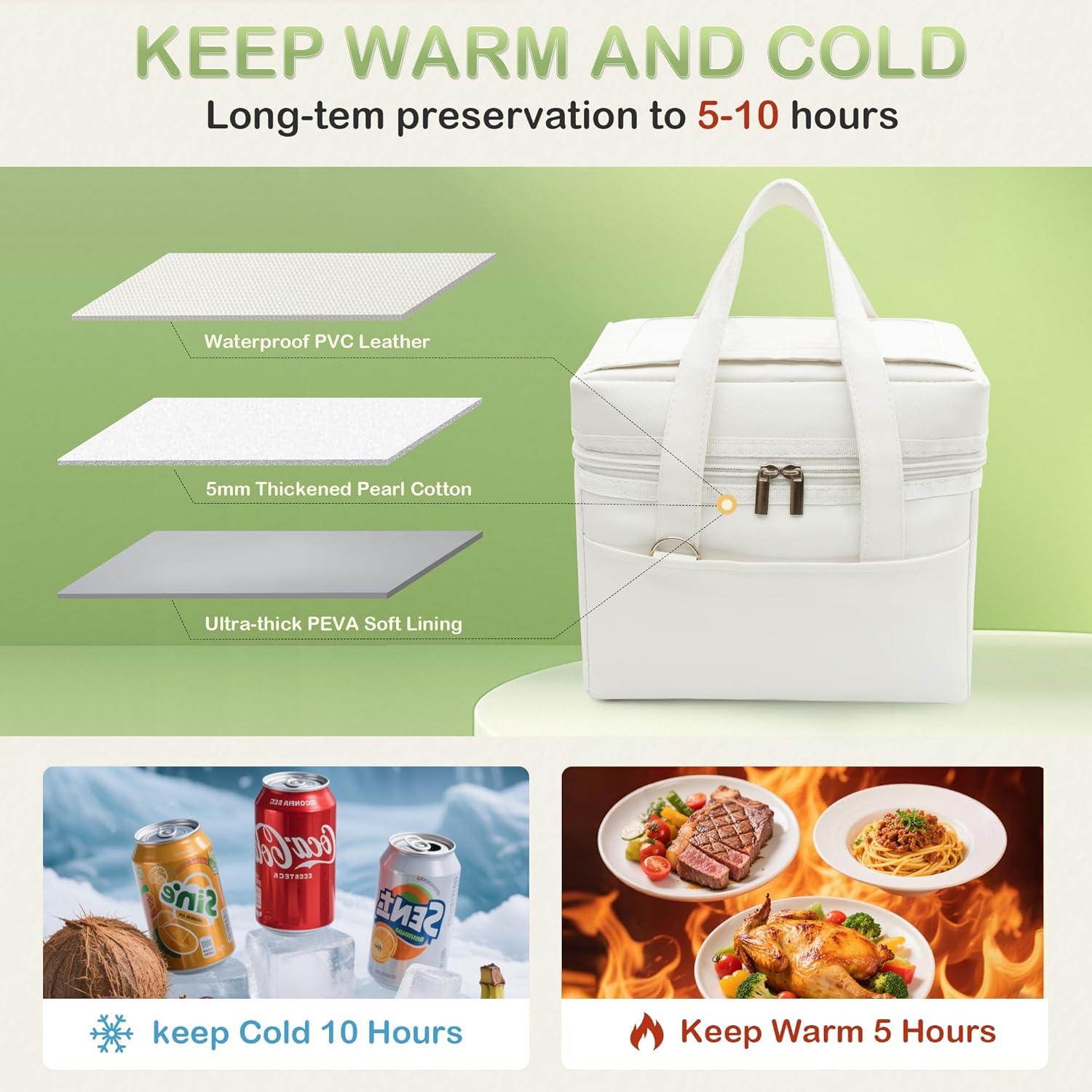 Bolsa de Almuerzo Aislada Lanynne Beige 24.9x15x22.6 cm