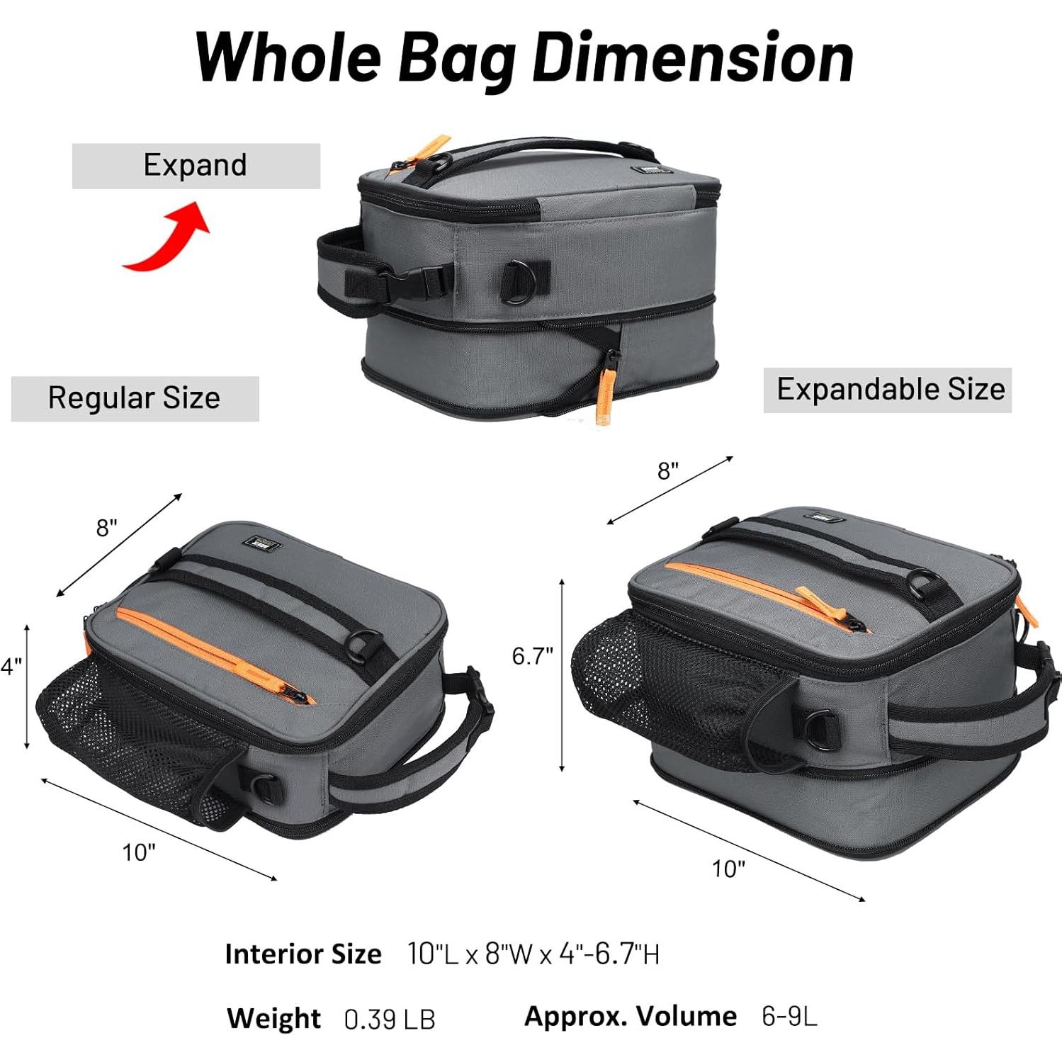Bolsa de Almuerzo Expandible MIER Aislada 9L Gris/Naranja