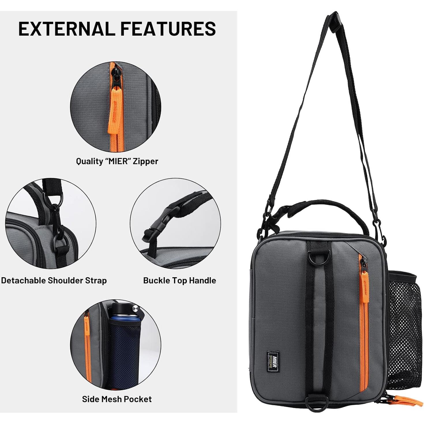 Bolsa de Almuerzo Expandible MIER Aislada 9L Gris/Naranja