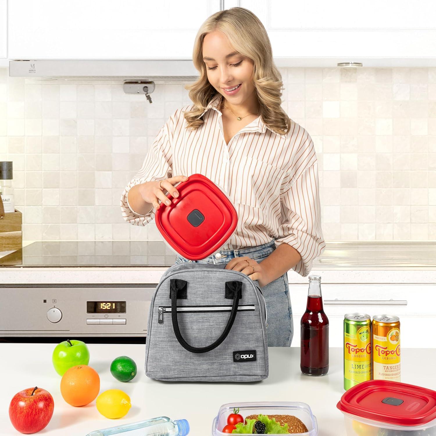 Caja de Almuerzo Aislada OPUX Gris Jaspeado 28x18x23 cm