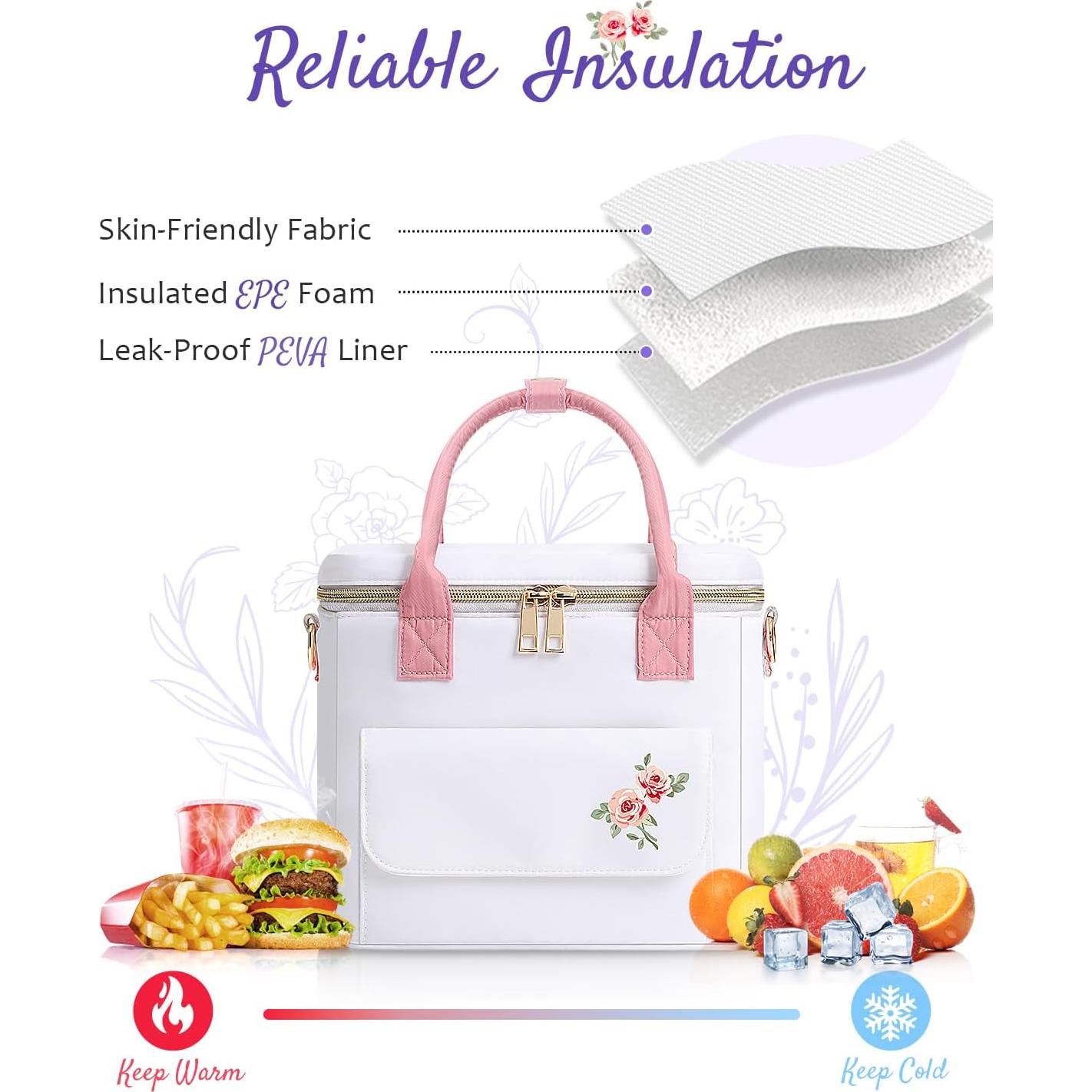 Bolsa de Almuerzo Aislada GLORIEROO Floral 8L Impermeable