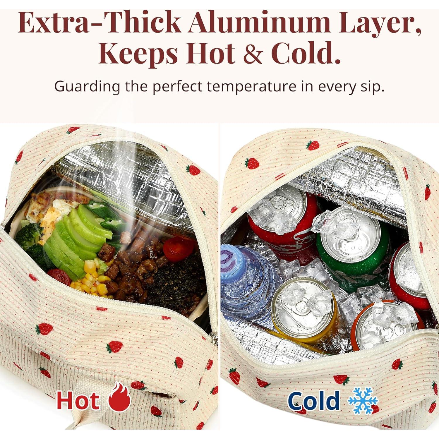 Bolsa de Almuerzo Aislada Lovelywind 9L Fresa Beige Corduroy