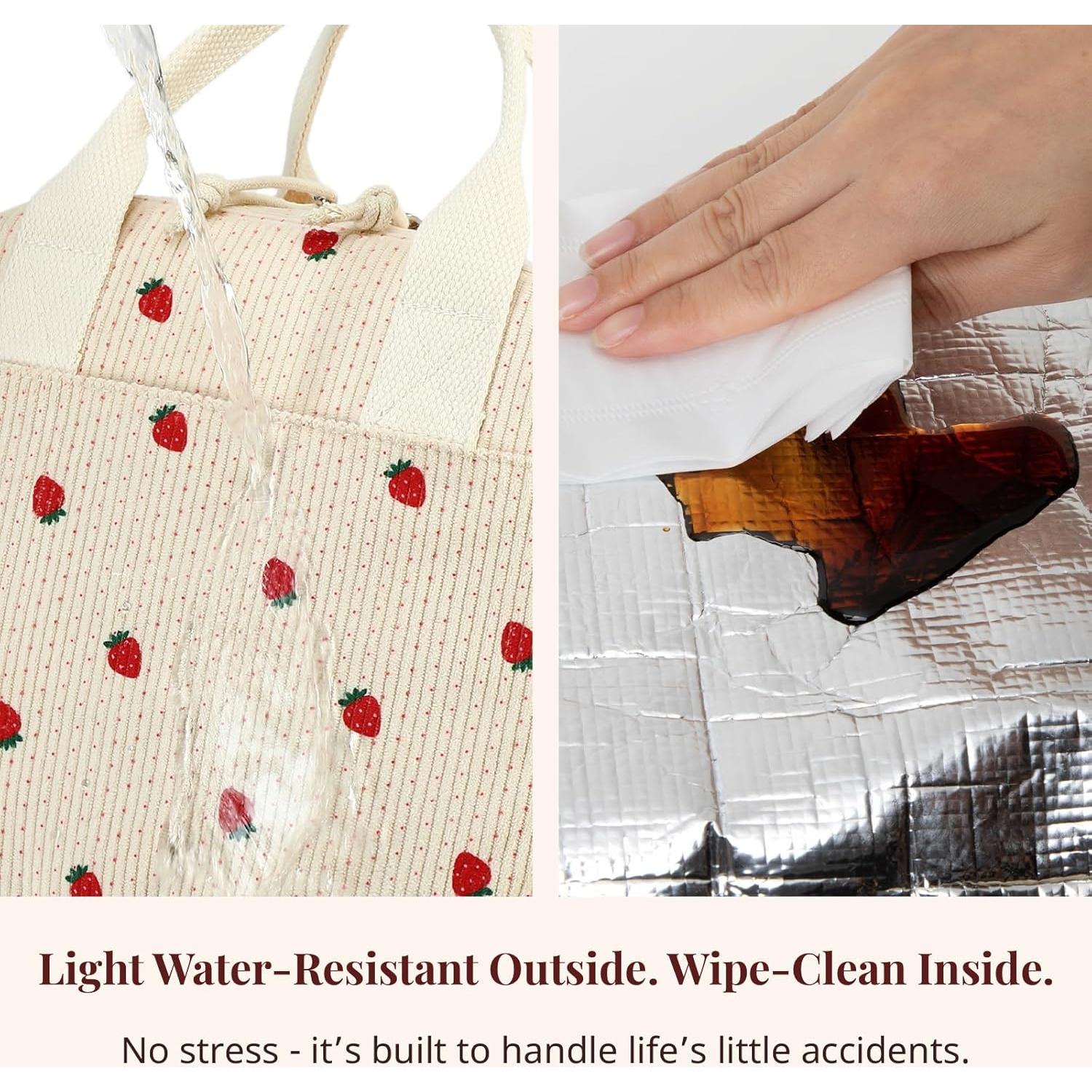 Bolsa de Almuerzo Aislada Lovelywind 9L Fresa Beige Corduroy