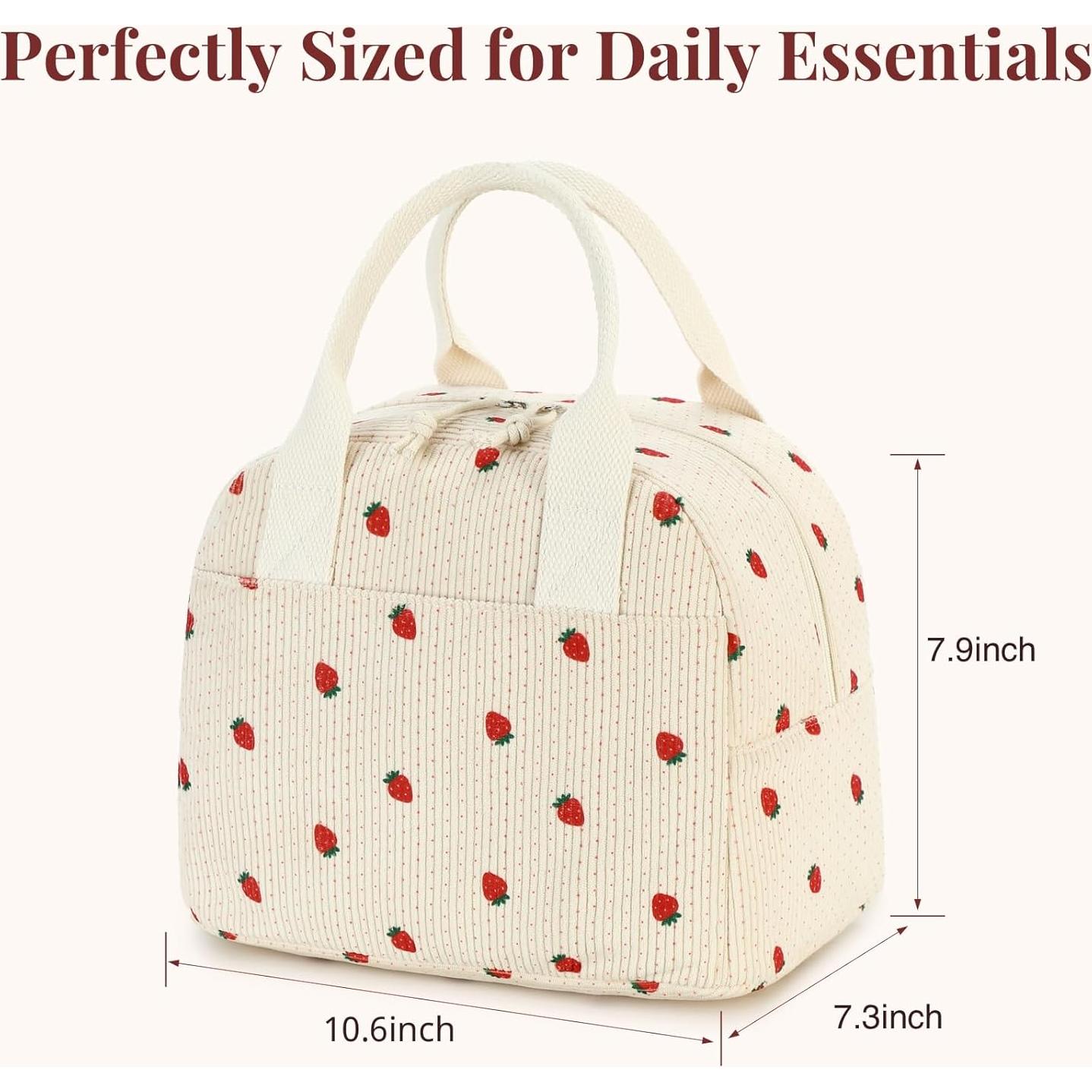 Bolsa de Almuerzo Aislada Lovelywind 9L Fresa Beige Corduroy