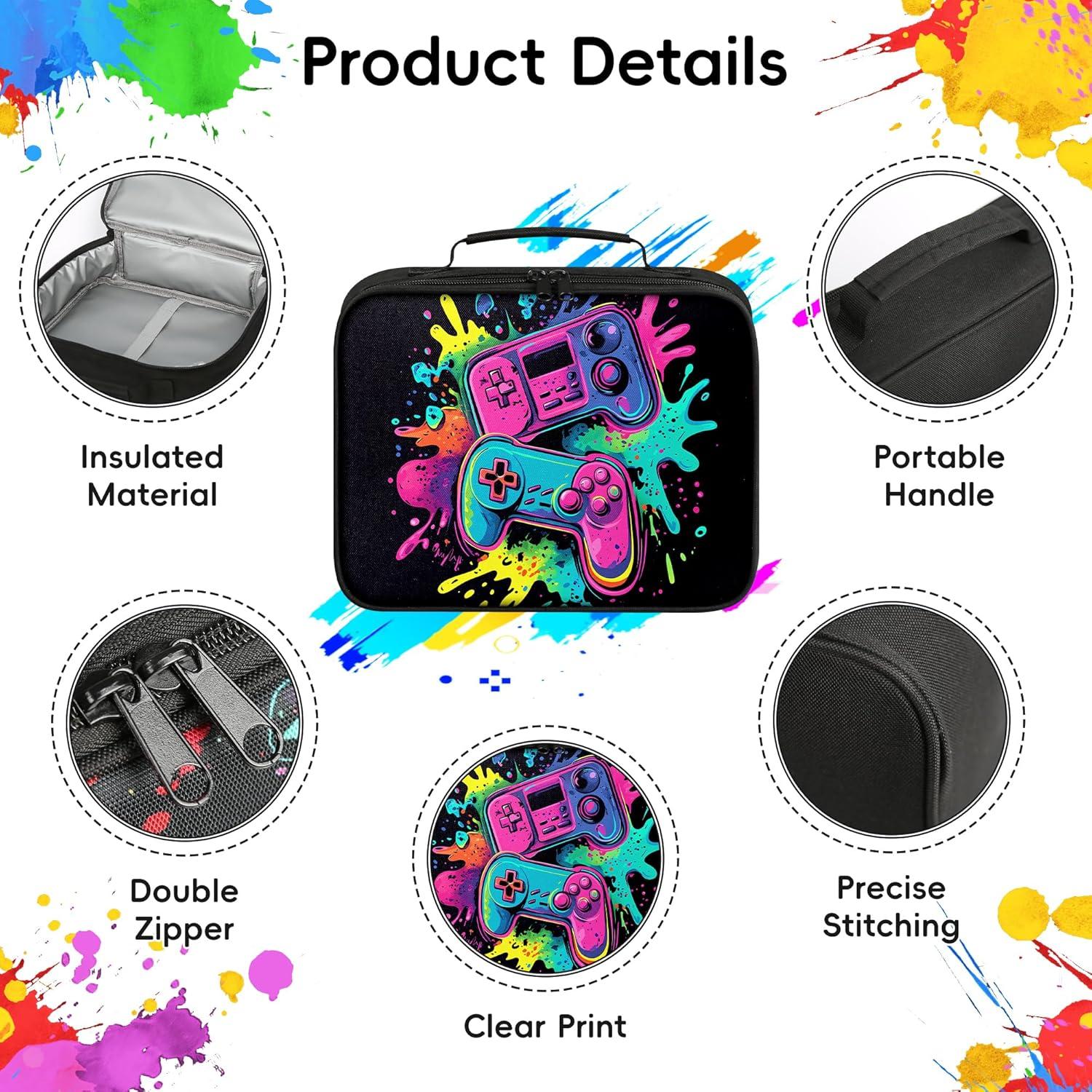 Caja de Almuerzo Gamer WOBAGMEN 10L Impermeable para Niños