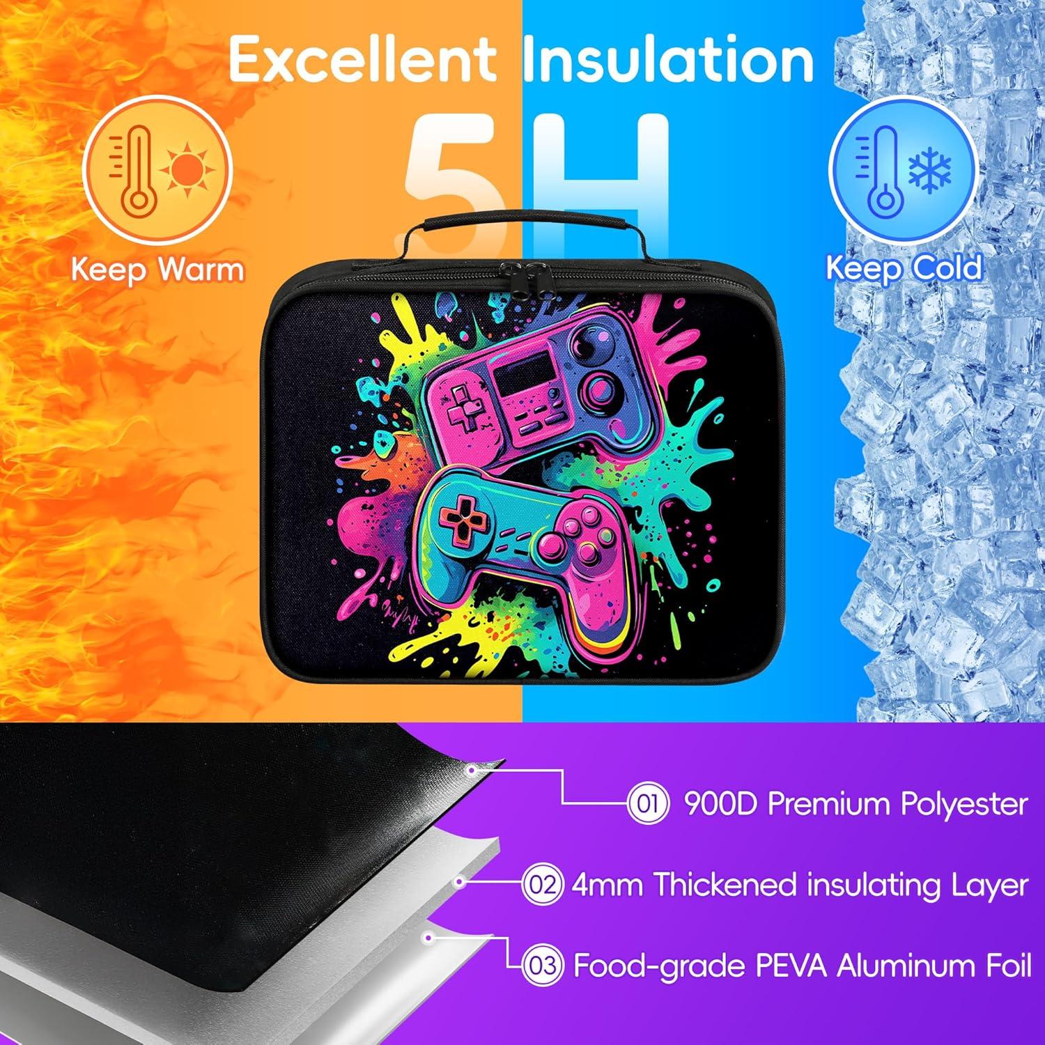 Caja de Almuerzo Gamer WOBAGMEN 10L Impermeable para Niños