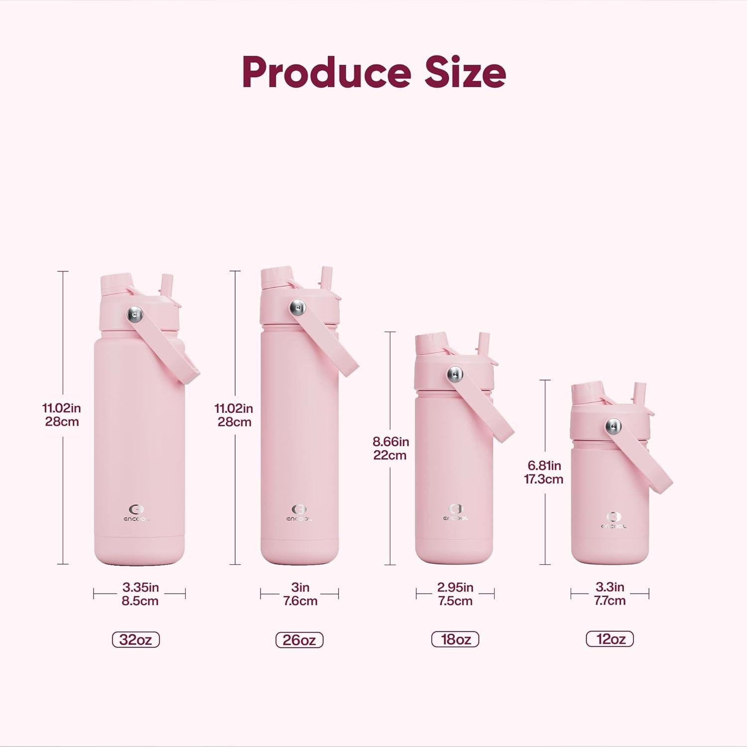 Botella de Agua Aislada ENCOOL 0.77L Acero Inoxidable Doble Pared