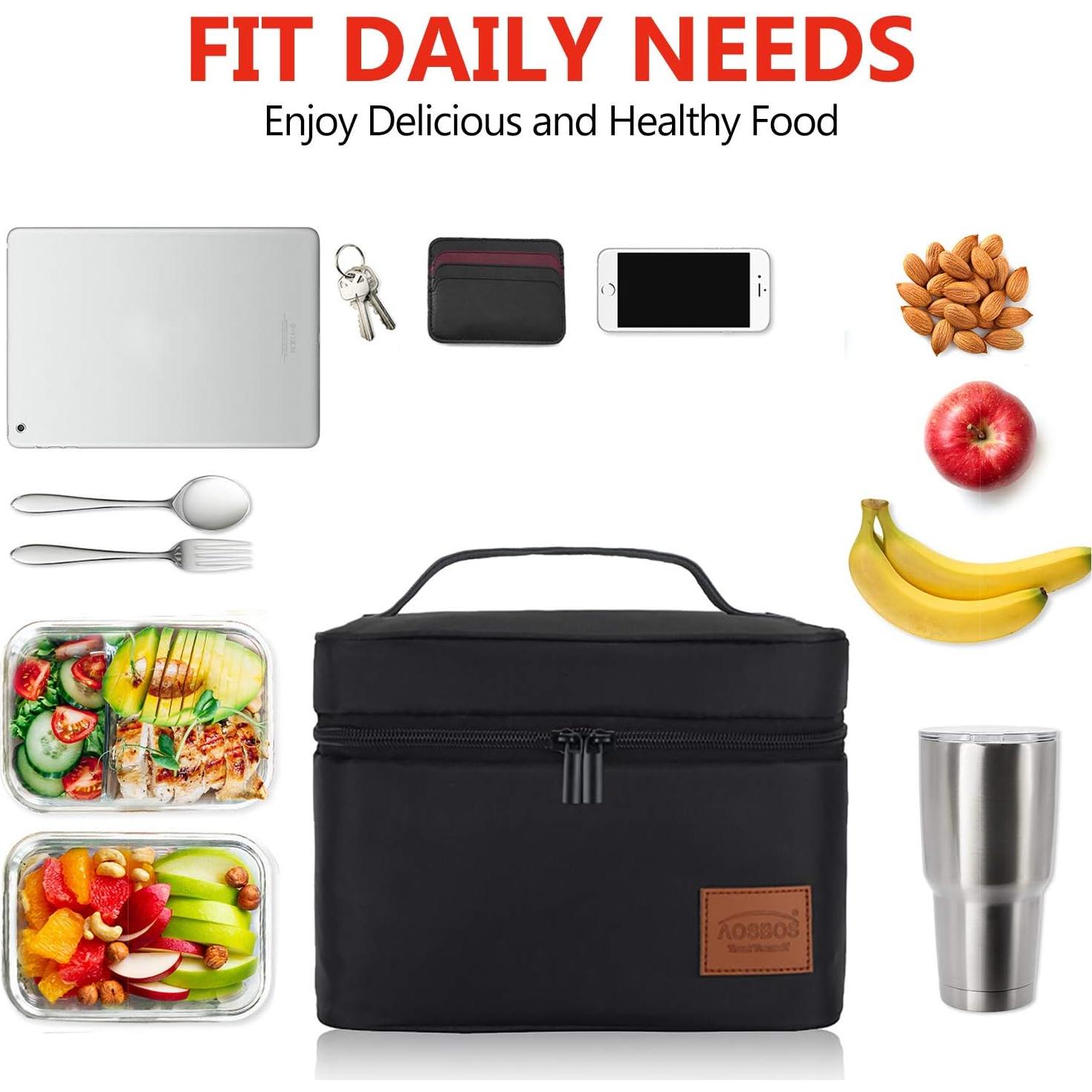 Bolsa de Almuerzo Aislada Aosbos 7.5L Negra para Adultos