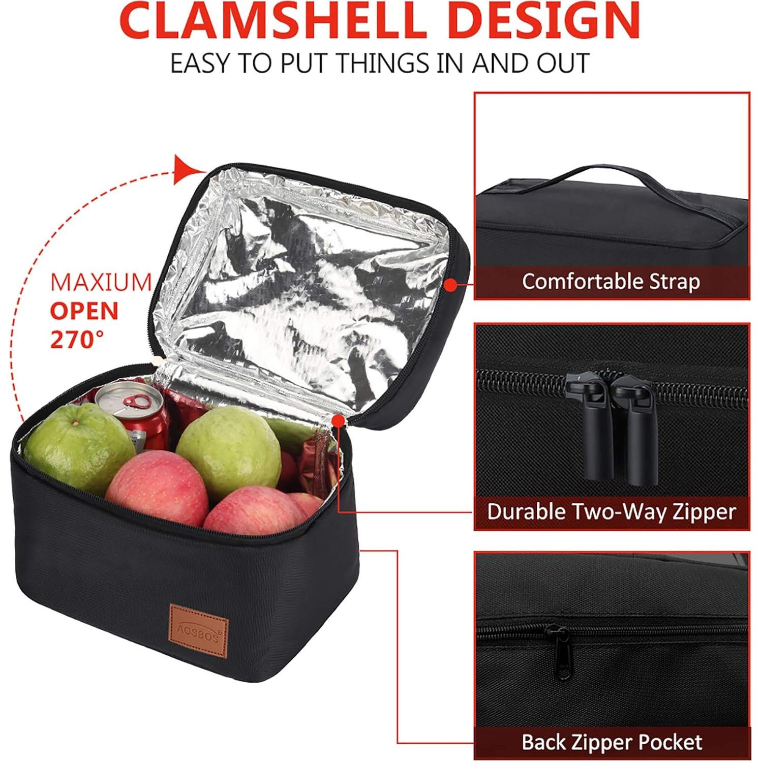 Bolsa de Almuerzo Aislada Aosbos 7.5L Negra para Adultos