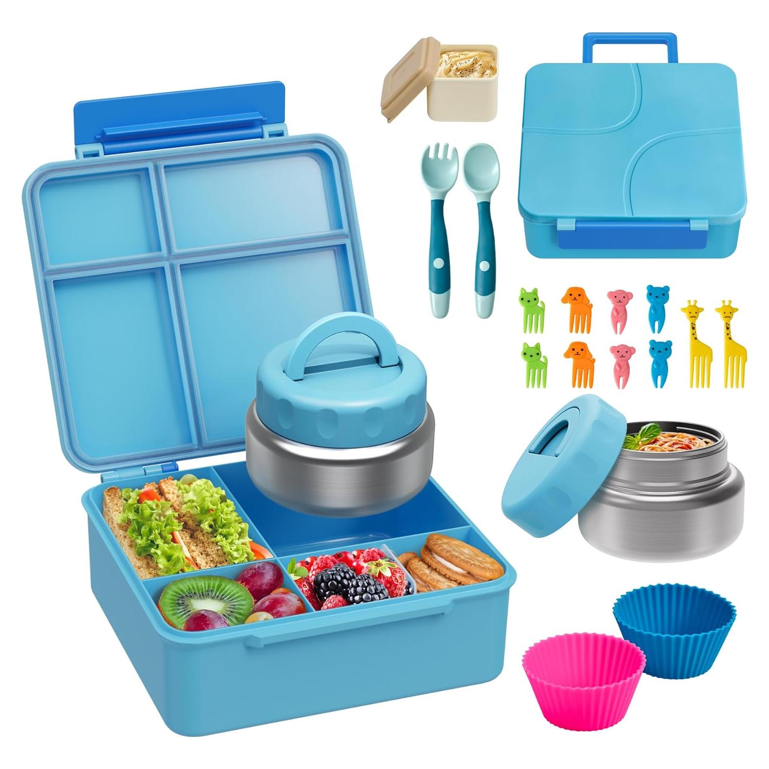 Caja de Almuerzo Bento Azul con Termo Aislado 268 ml