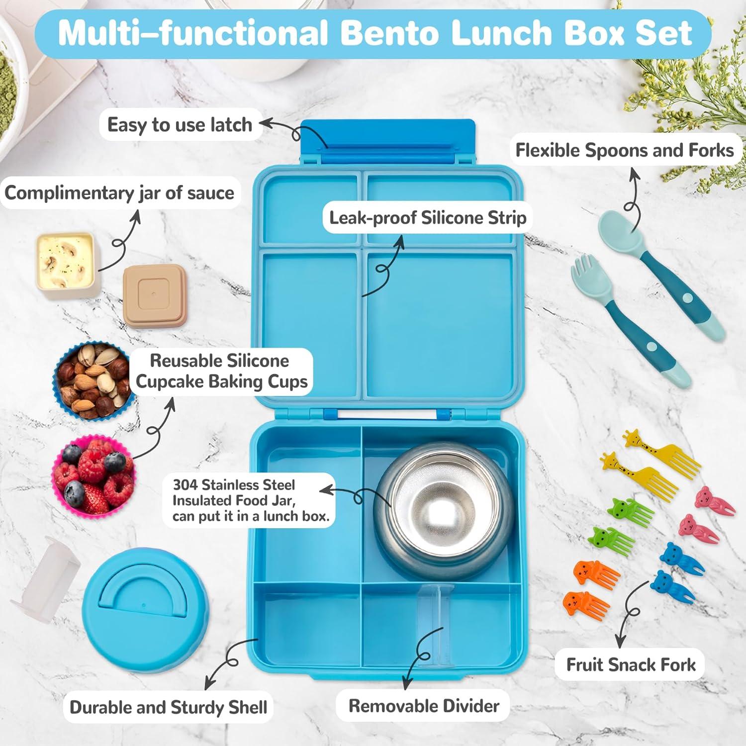 Caja de Almuerzo Bento Azul con Termo Aislado 268 ml