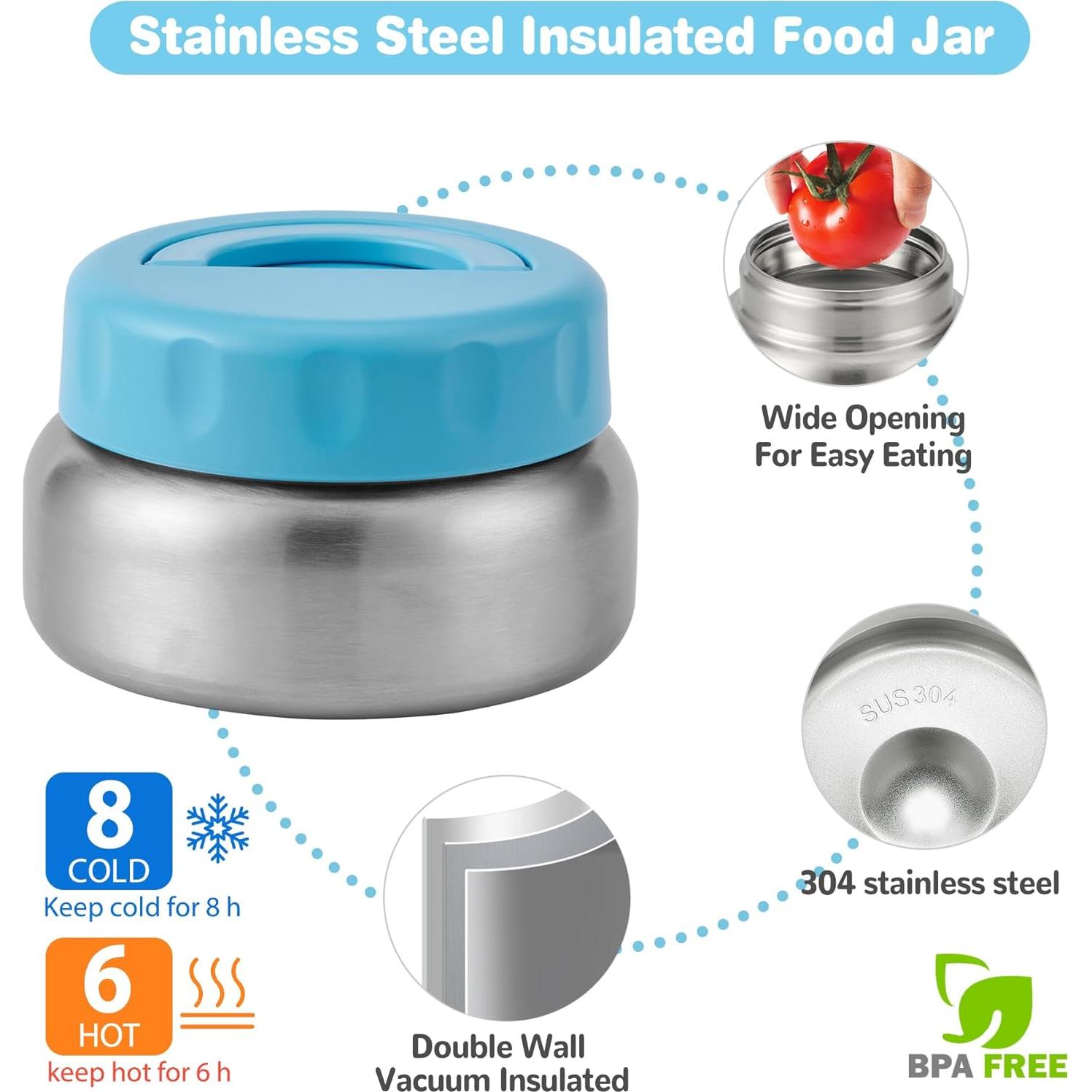 Caja de Almuerzo Bento Azul con Termo Aislado 268 ml