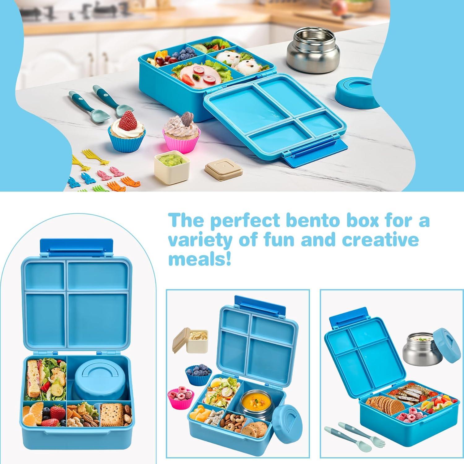 Caja de Almuerzo Bento Azul con Termo Aislado 268 ml