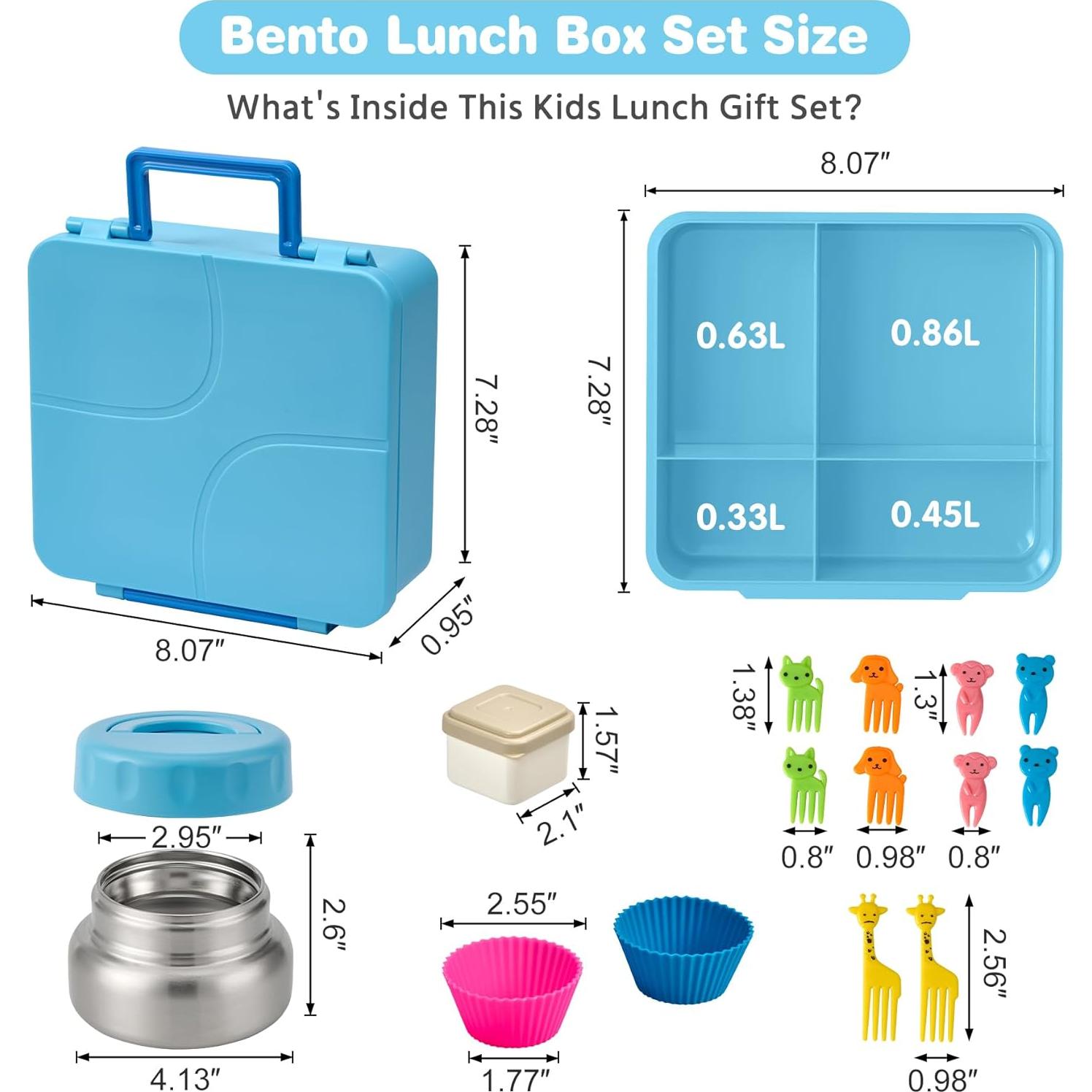 Caja de Almuerzo Bento Azul con Termo Aislado 268 ml