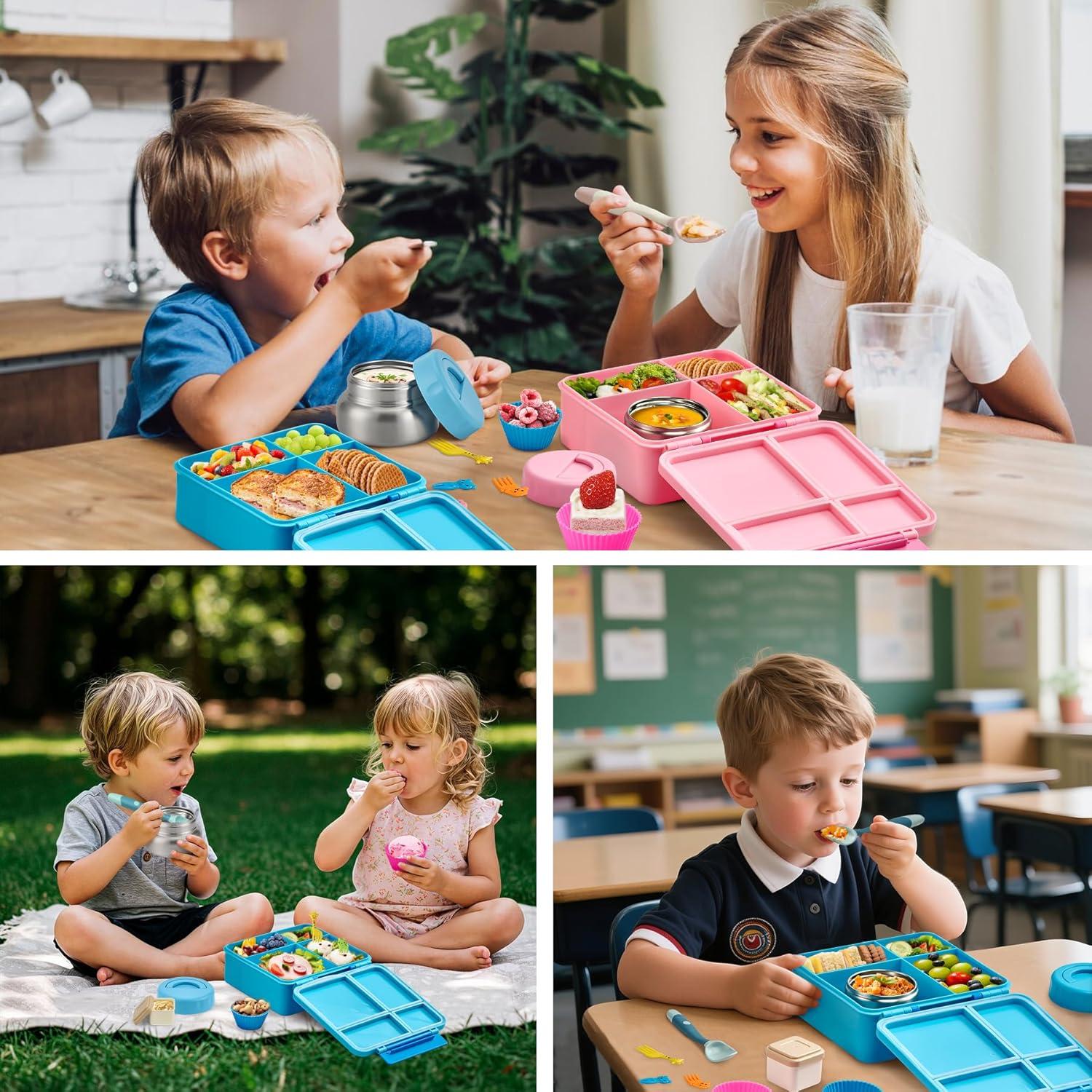 Caja de Almuerzo Bento Azul con Termo Aislado 268 ml