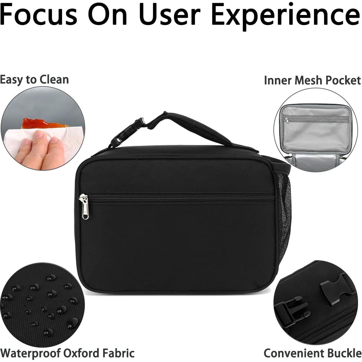 Caja de Almuerzo Aislada GYEUKHAM Negra 5.6L para Niños y Adultos