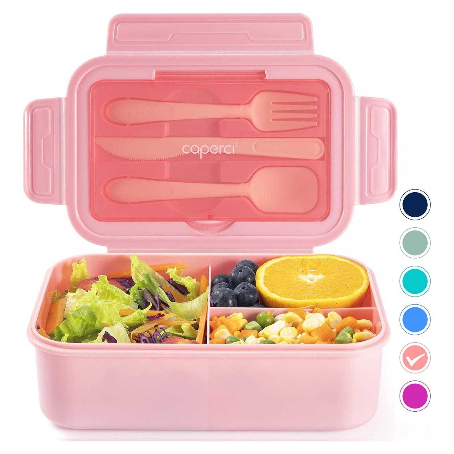 Caja de Almuerzo Caperci Clásica Rosa 3 Compartimentos 1.4L