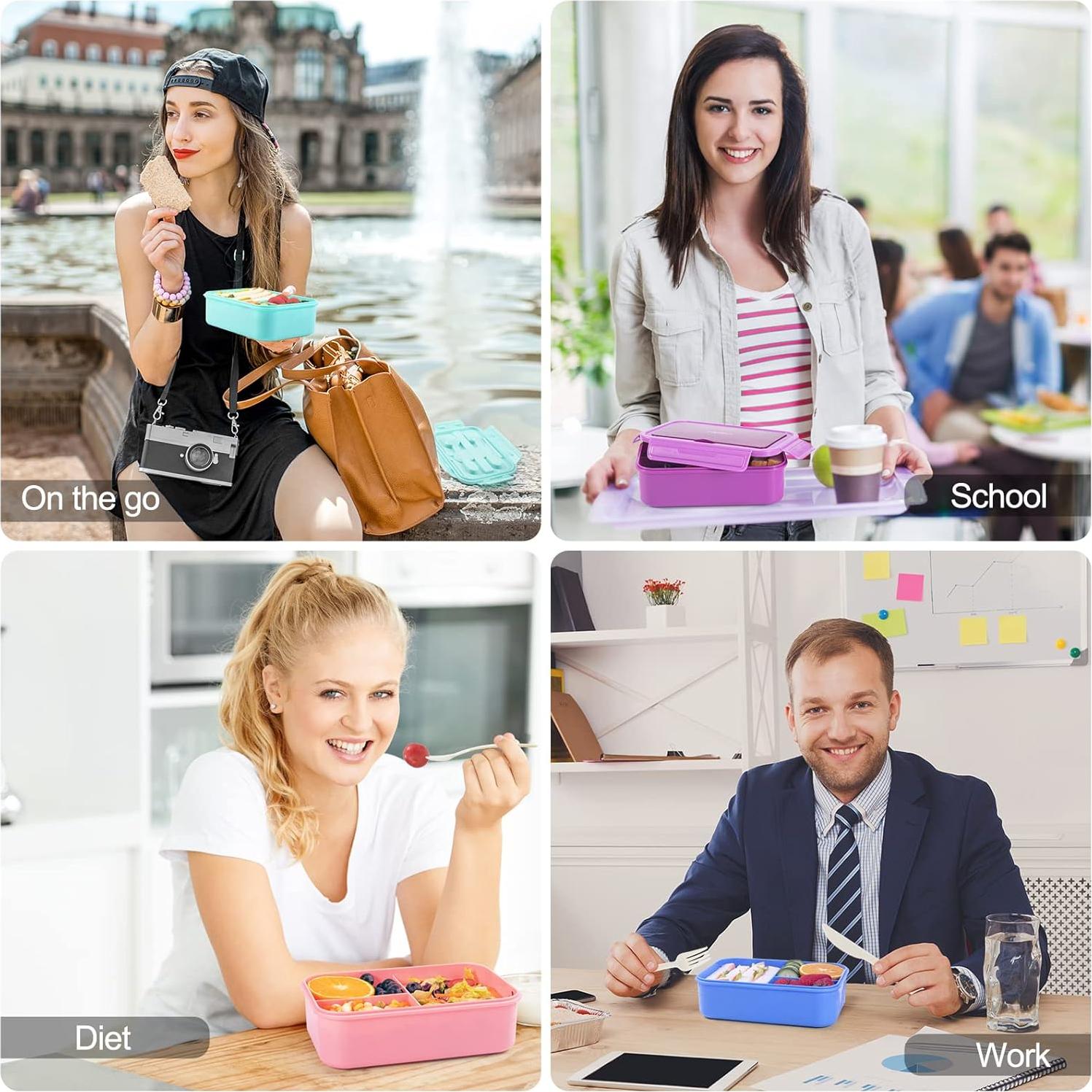 Caja de Almuerzo Caperci Clásica Rosa 3 Compartimentos 1.4L