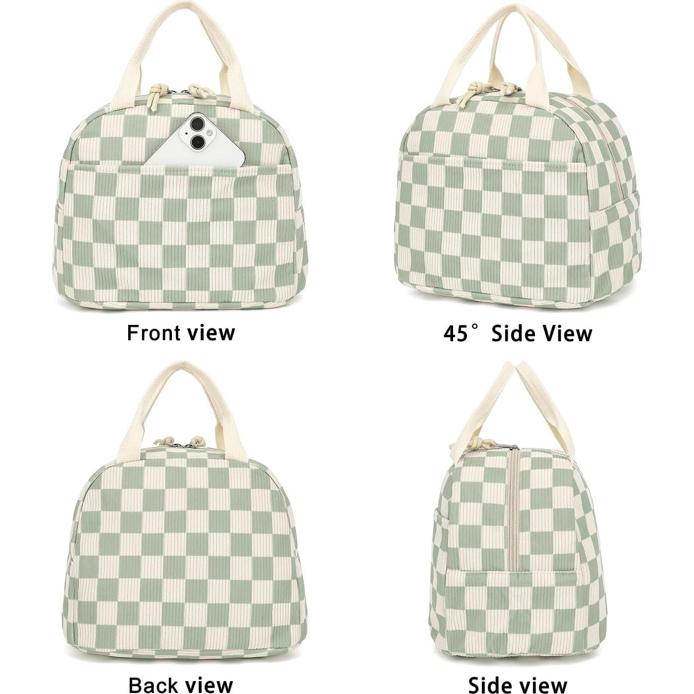 Caja de Almuerzo Dezcrab Verde a Cuadros Aislada 27x20x21 cm