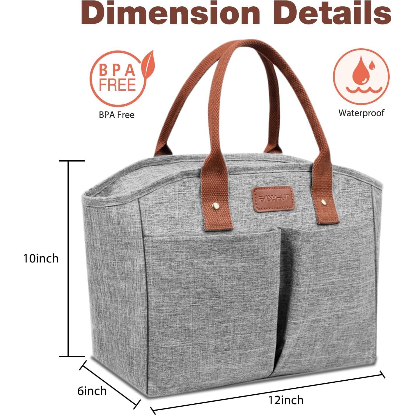 Bolsa de Almuerzo Aislada EASYFUN Gris 12L para Adultos
