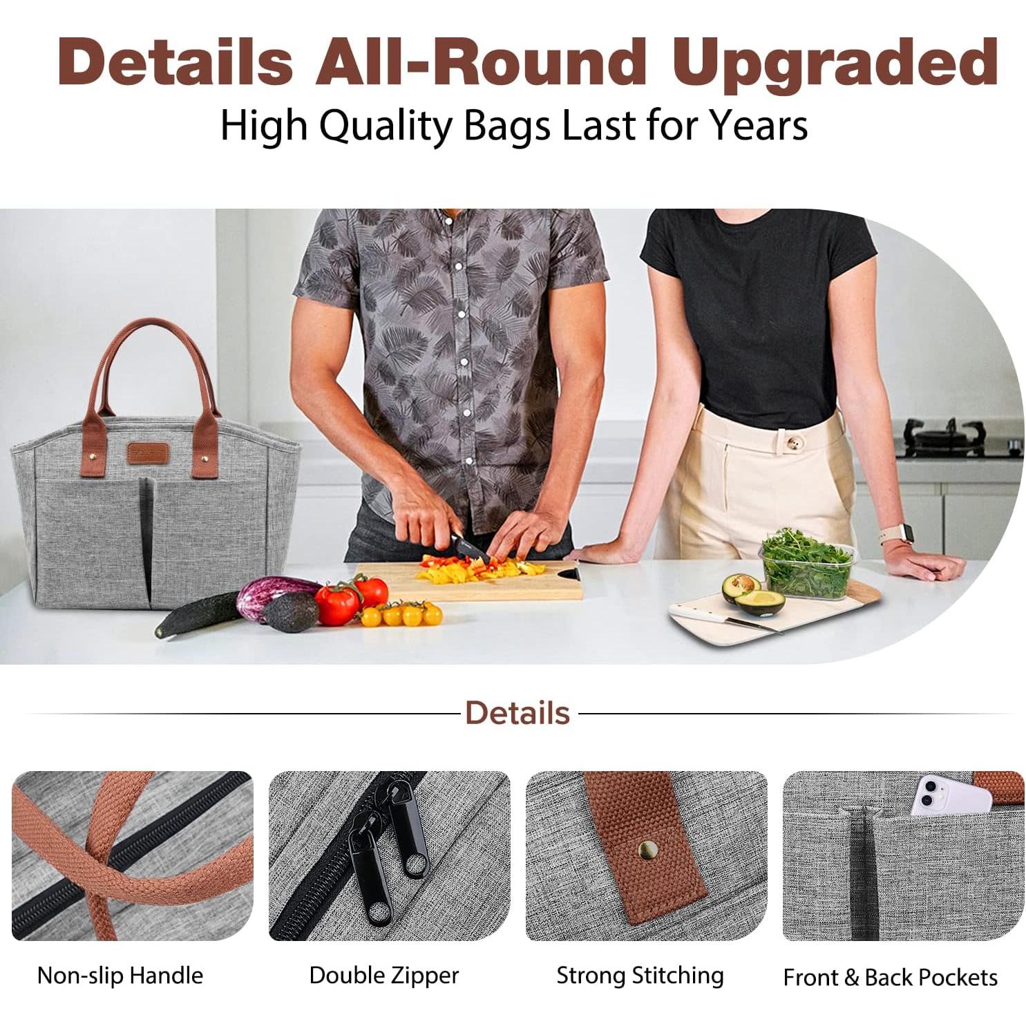 Bolsa de Almuerzo Aislada EASYFUN Gris 12L para Adultos