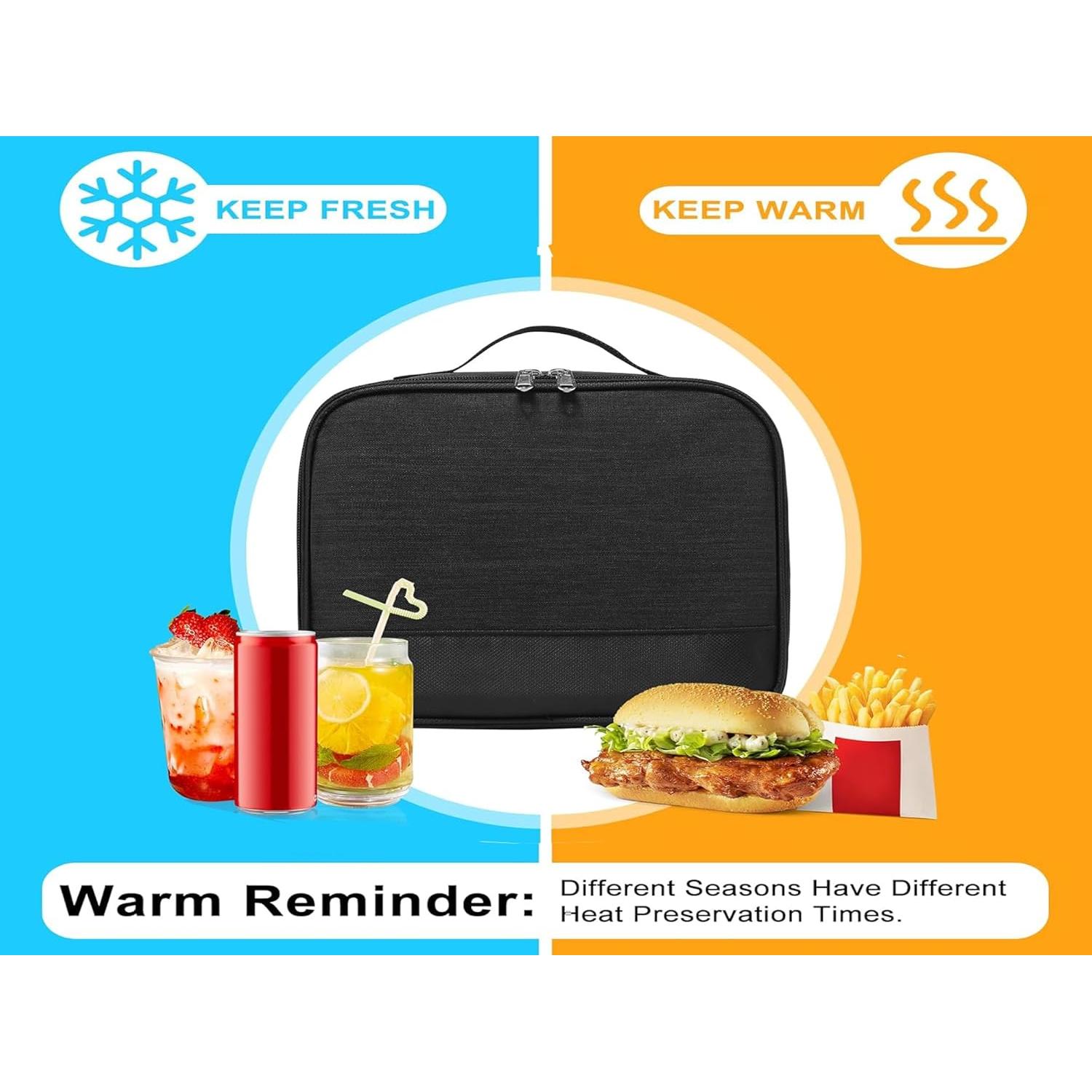 Caja de Almuerzo Aislada ZM-YOUTOO Negra 22x11x26 cm