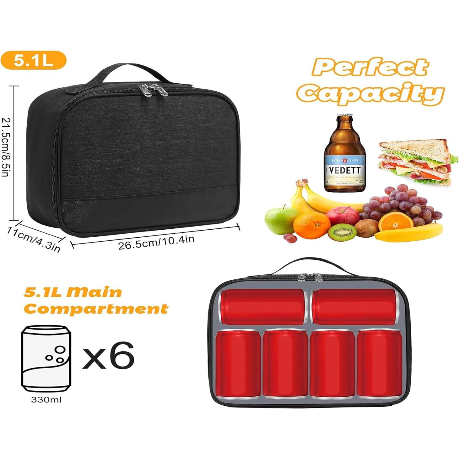 Caja de Almuerzo Aislada ZM-YOUTOO Negra 22x11x26 cm