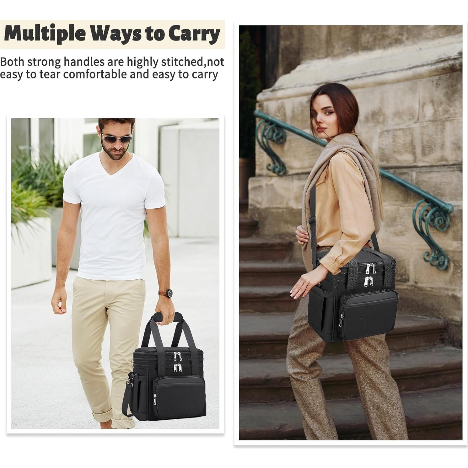 Bolsa de Almuerzo Aislada Holuxer 15L Negra Doble Piso