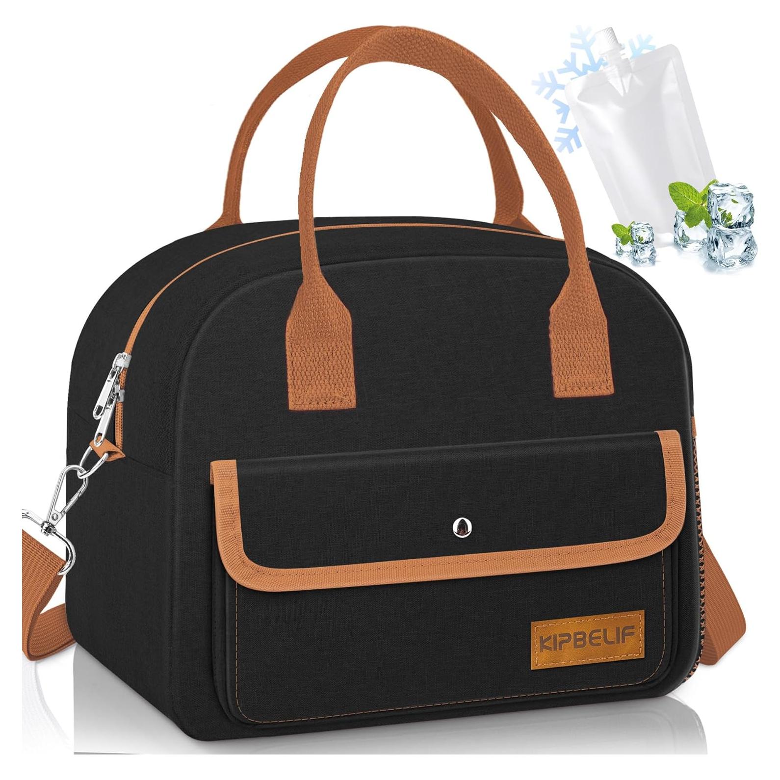 Caja de Almuerzo KIPBELIF Negra Aislada 10L con Correa de Hombro