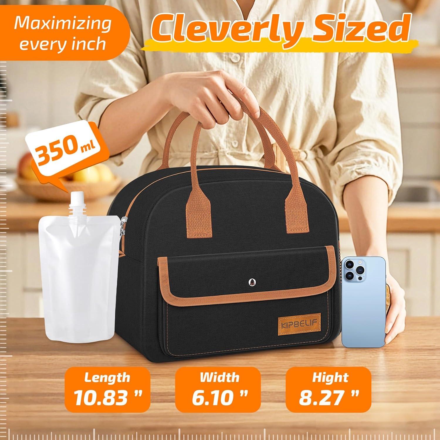 Caja de Almuerzo KIPBELIF Negra Aislada 10L con Correa de Hombro