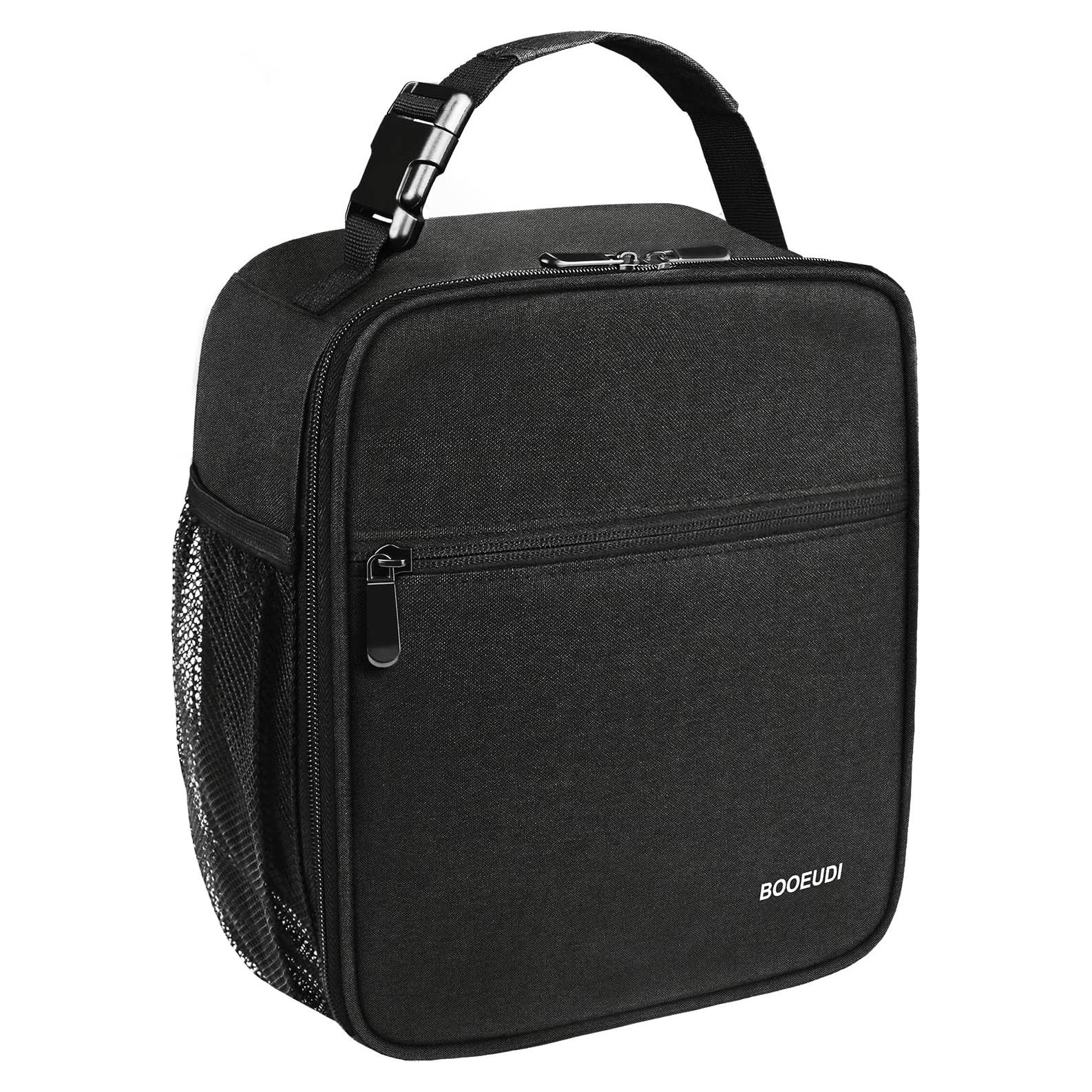 Bolsa de Almuerzo BOOEUDI Negra Aislada 26.7x12.7x24.1cm
