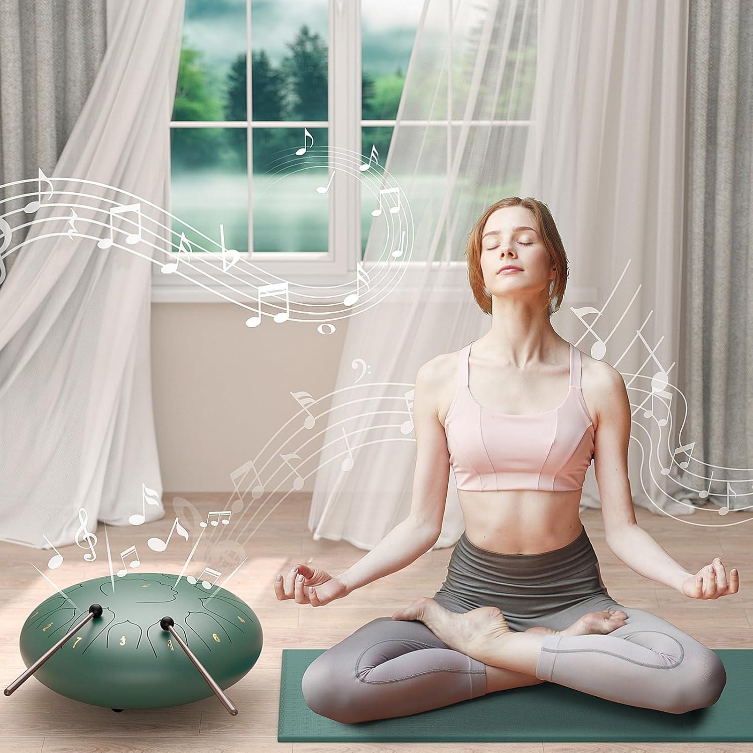 Tambor de Lengua de Acero 12" y 8" Re Mayor con Baquetas