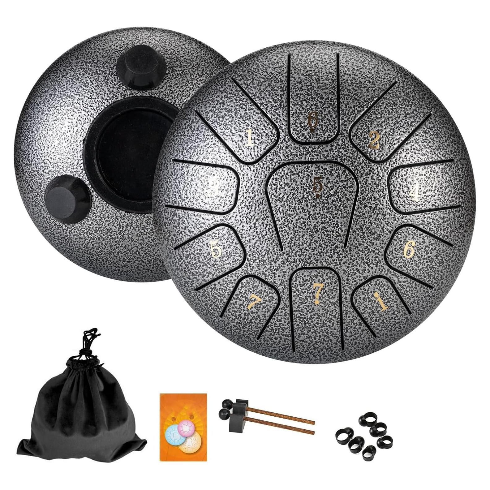 Tambor de Lengua de Acero Miwayer 15 cm 11 Notas Plata