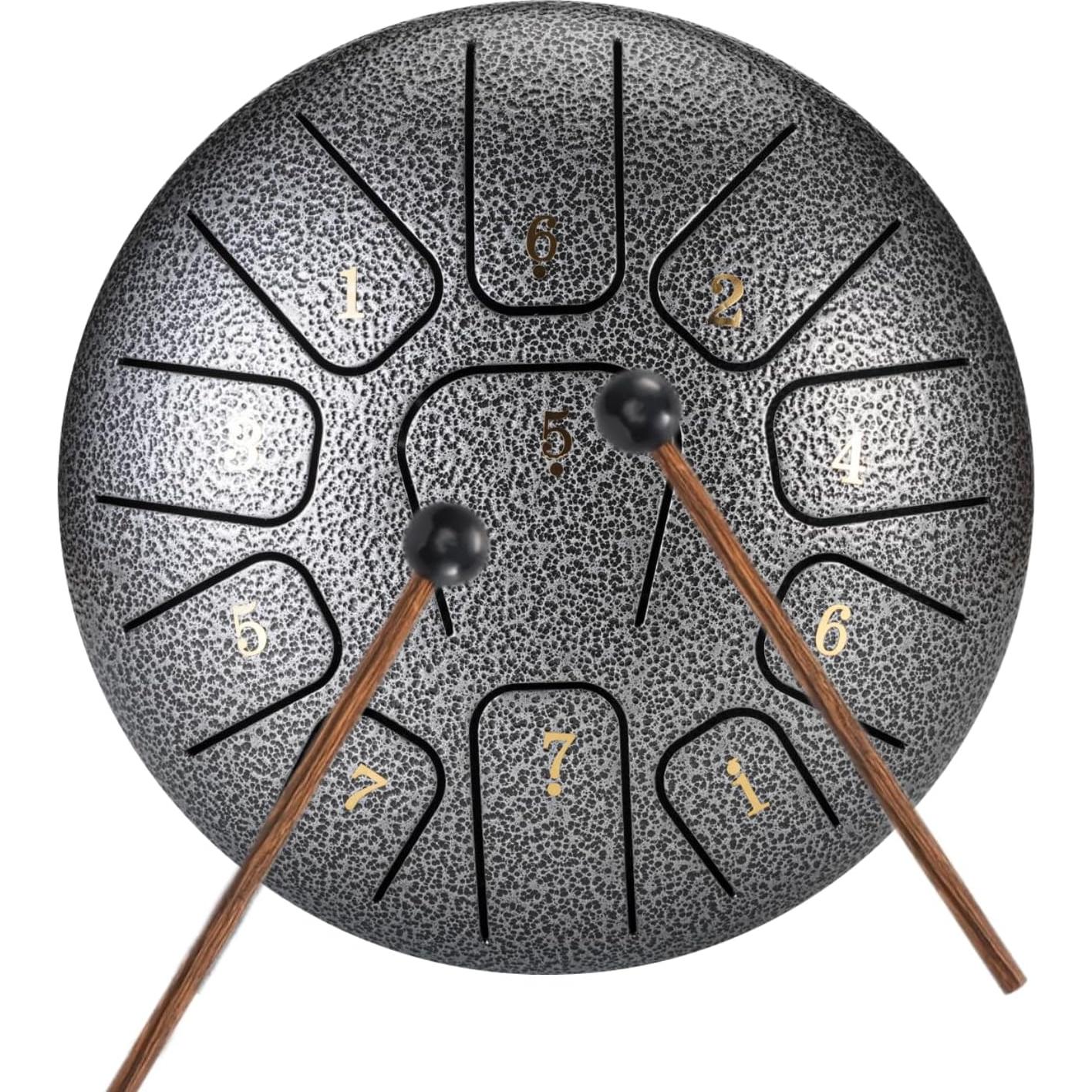 Tambor de Lengua de Acero Miwayer 15 cm 11 Notas Plata
