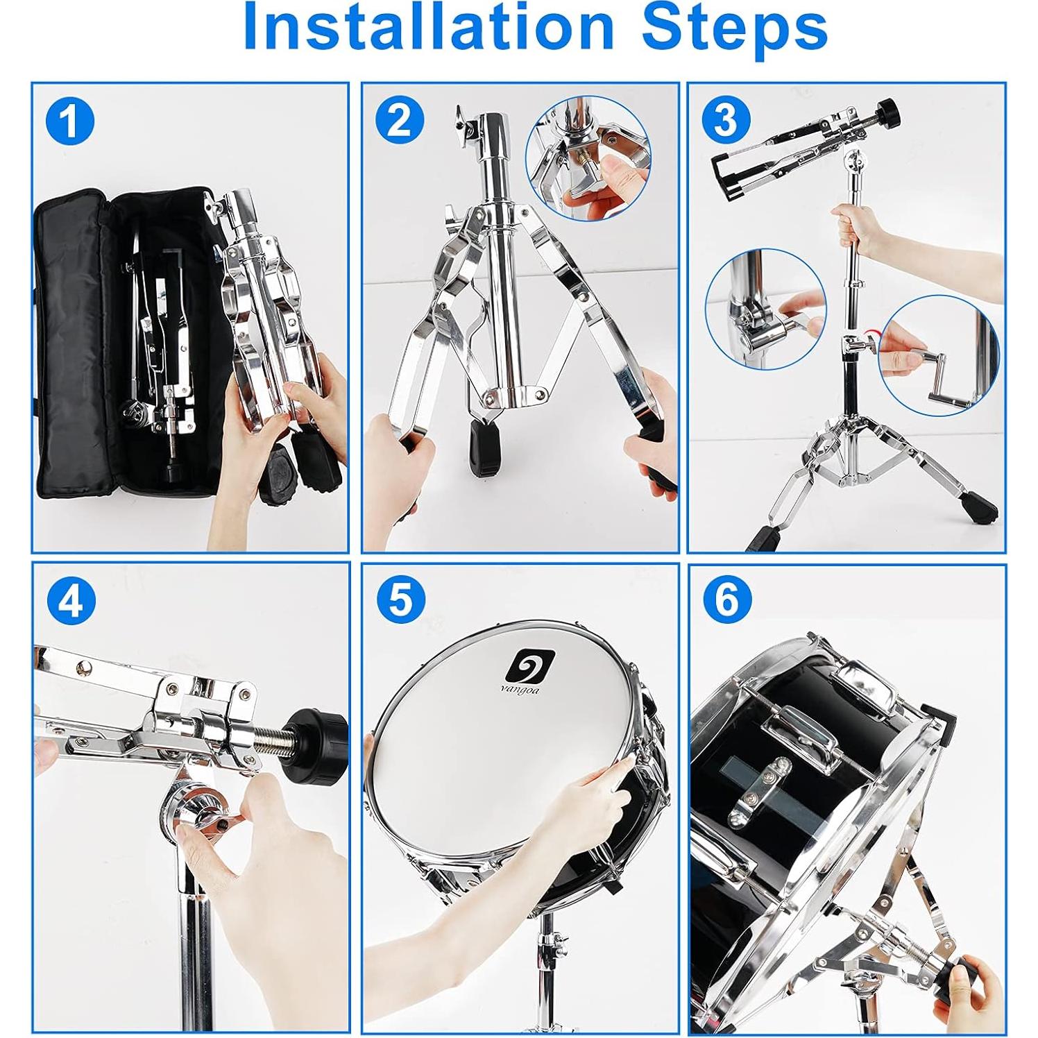 Soporte de Batería Snare Vangoa Ajustable Doble Refuerzo 10" a 14"