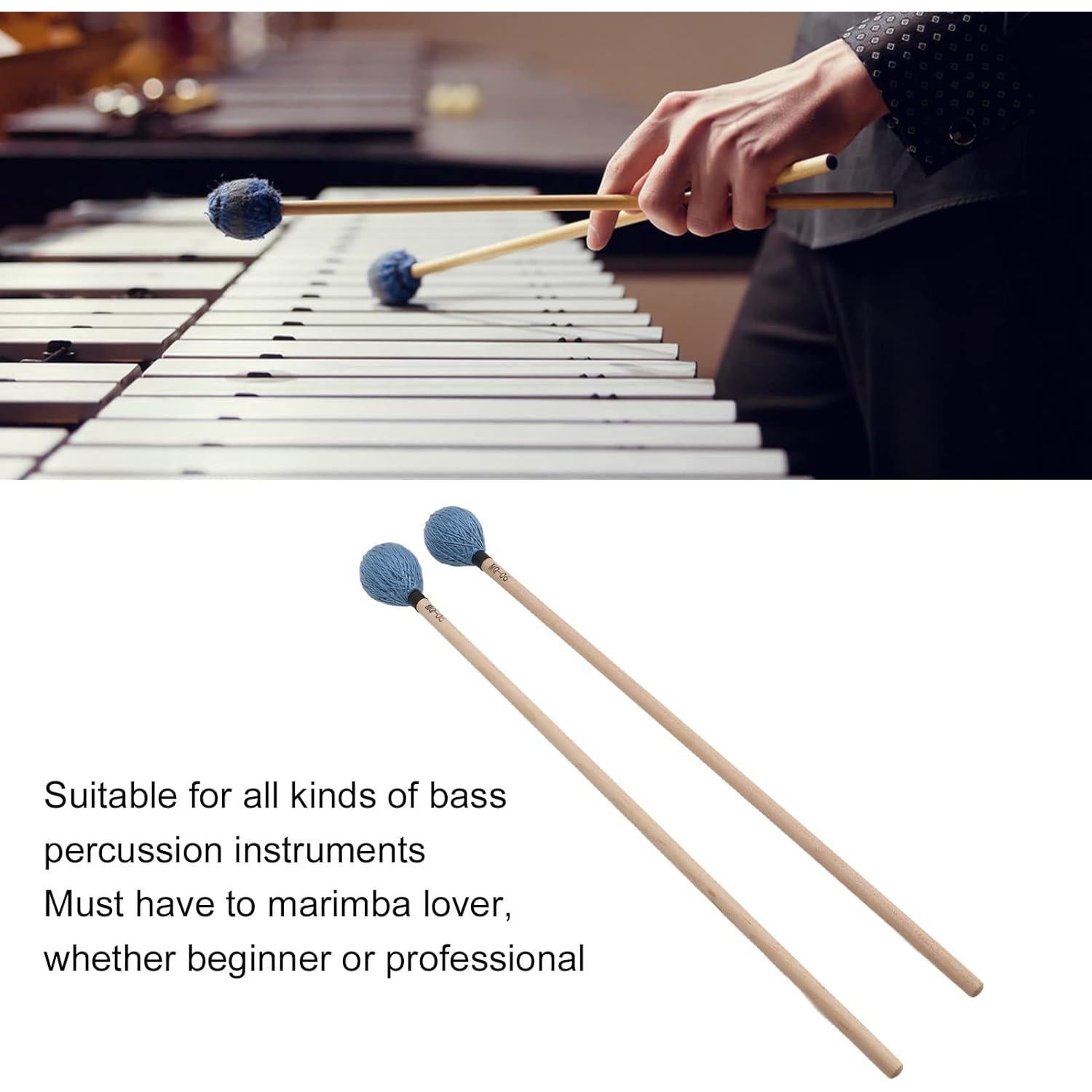 Mallets de Marimba Walfront MQ-06 con Mango de Arce - 2 Piezas