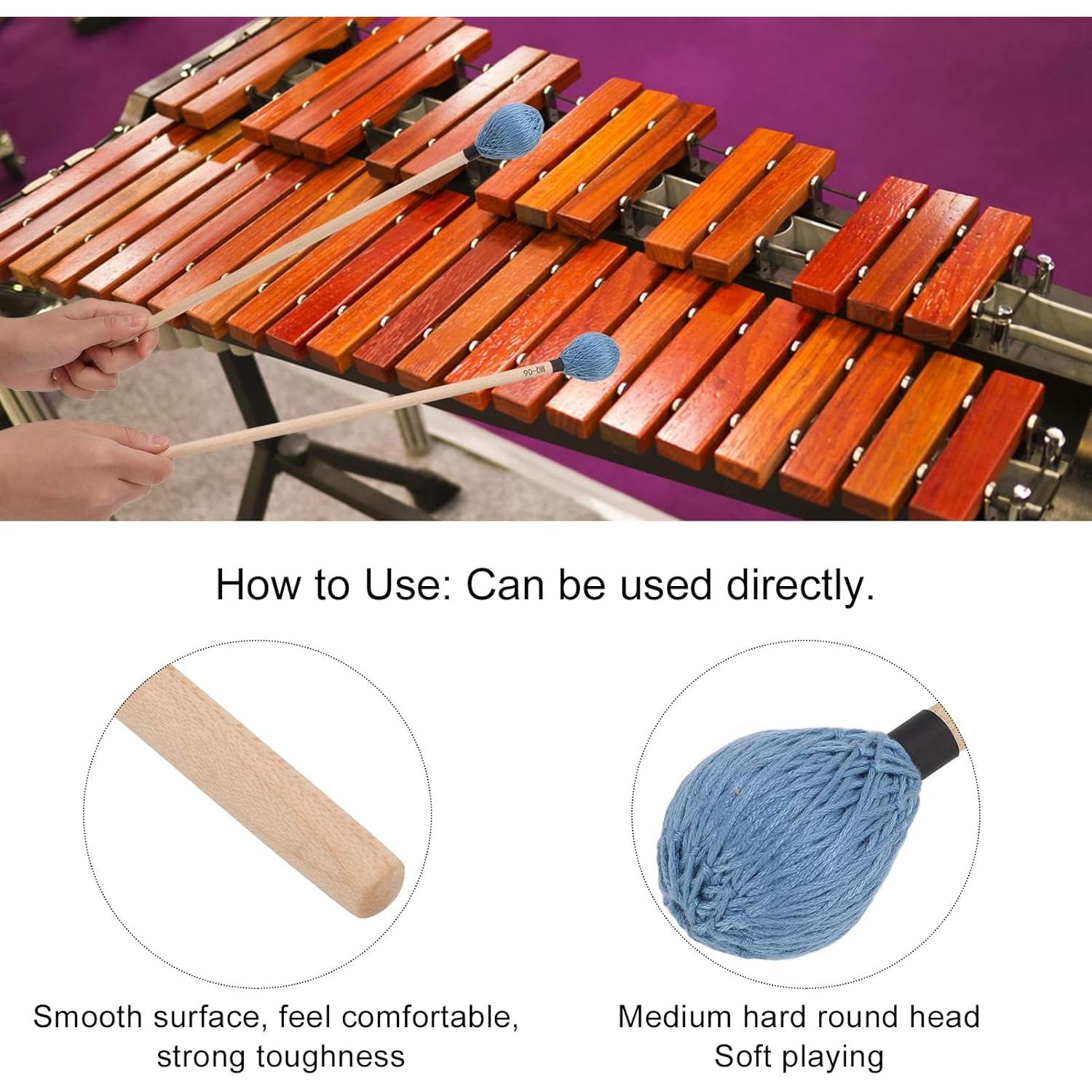 Mallets de Marimba Walfront MQ-06 con Mango de Arce - 2 Piezas