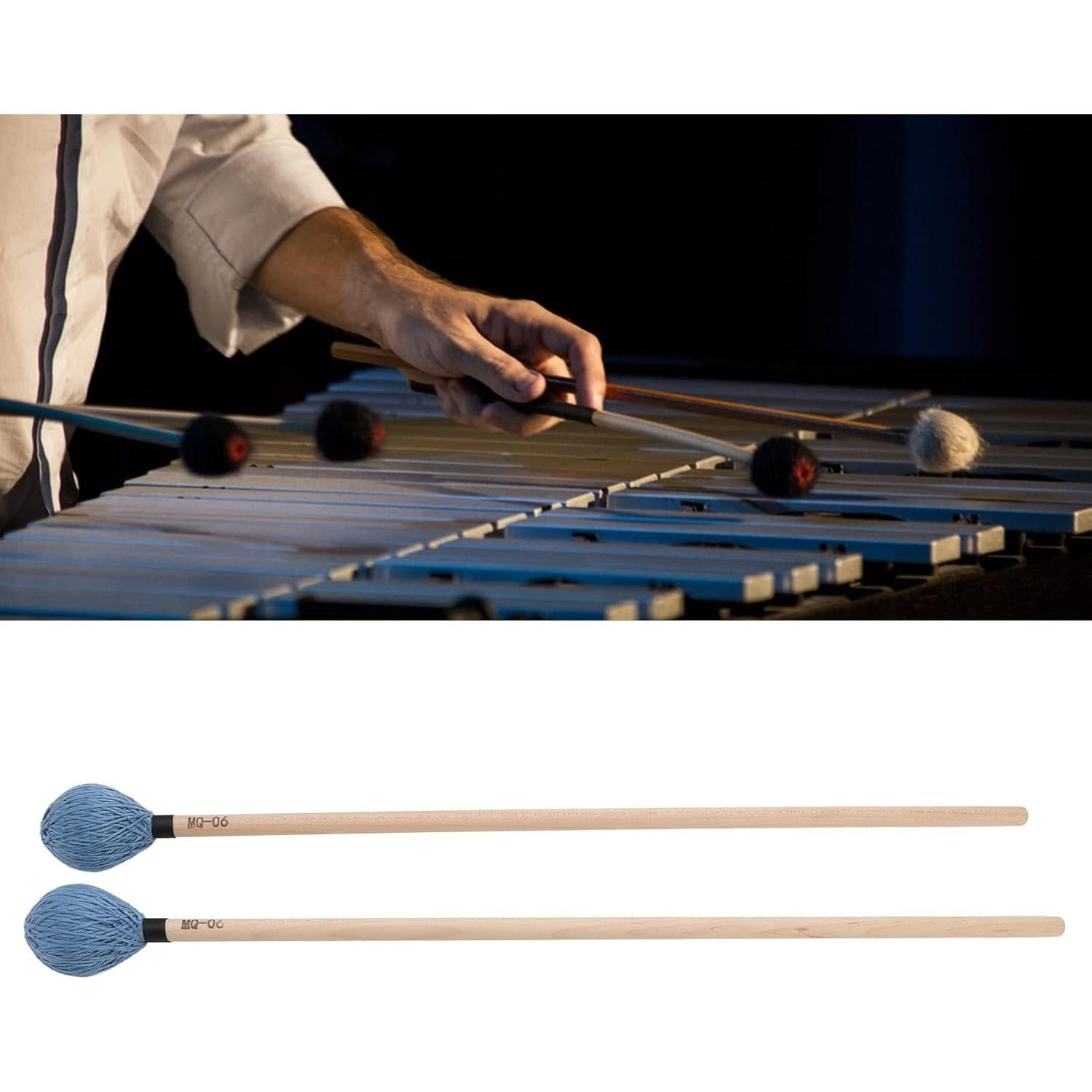 Mallets de Marimba Walfront MQ-06 con Mango de Arce - 2 Piezas
