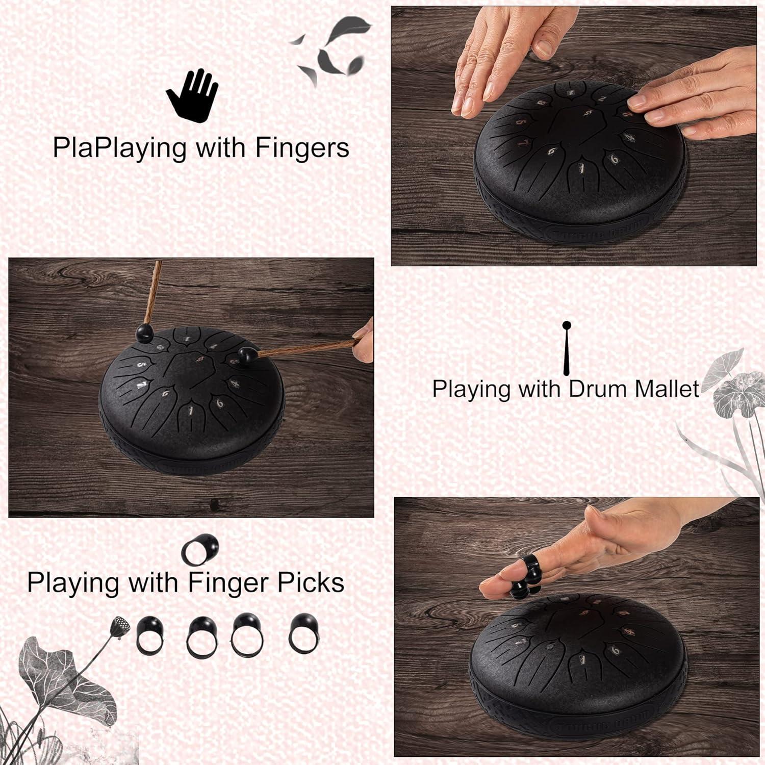 Tambor de Lengua de Acero 11 Notas 15 cm Clave D Harmuhos