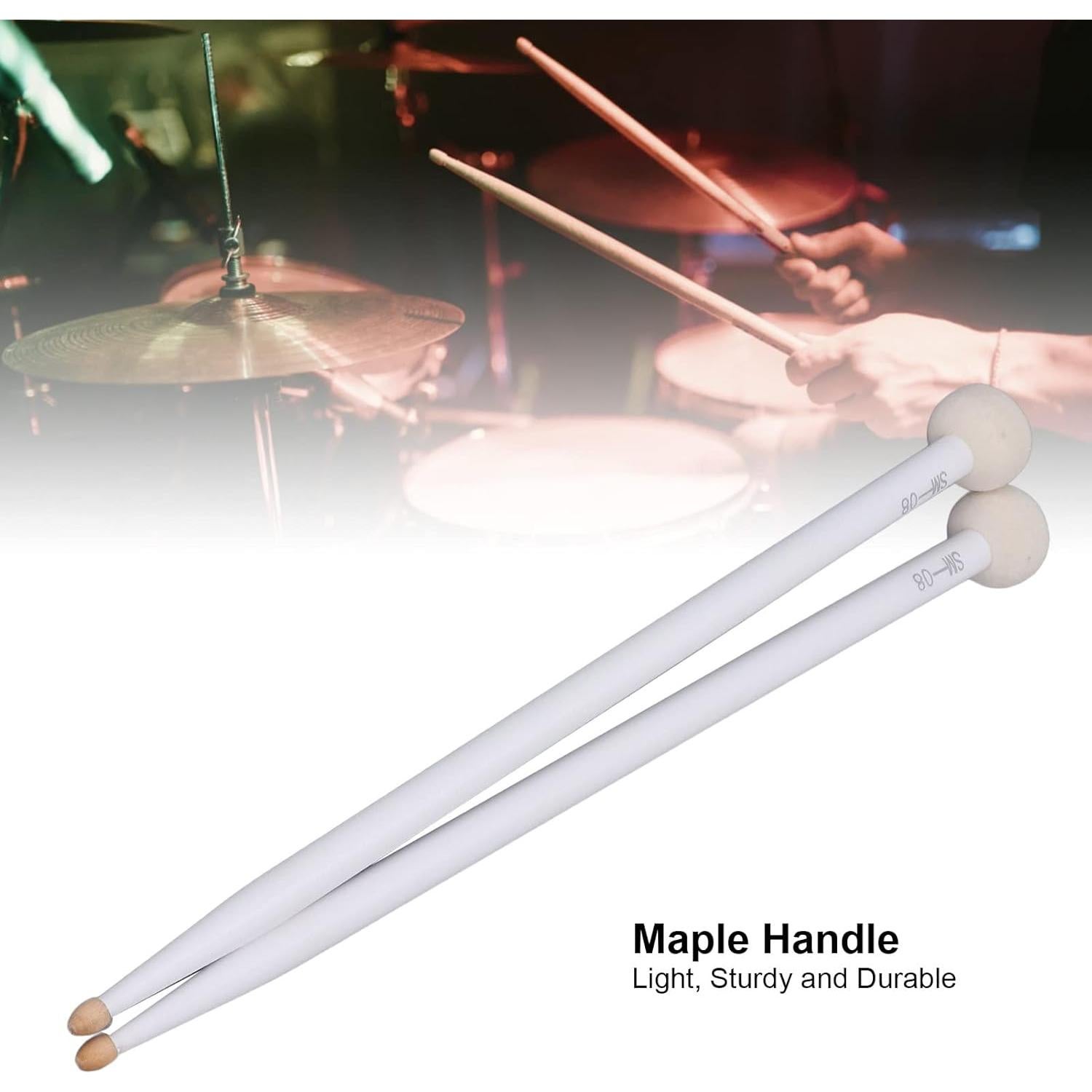 Mazos de tambor VBESTLIFE 2 piezas con mango de arce antideslizante